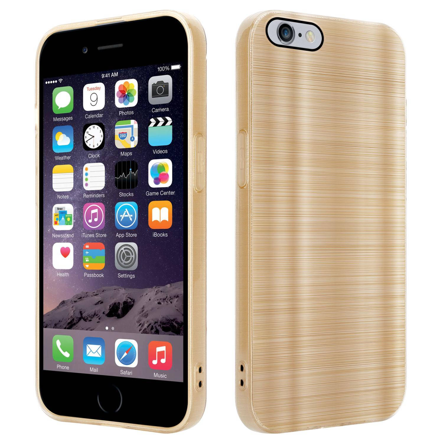 Cadorabo Hoesje voor Apple iPhone 6 PLUS / 6S PLUS in Brushed Goud - Beschermende hoes van flexibel TPU silicone in Brushed design