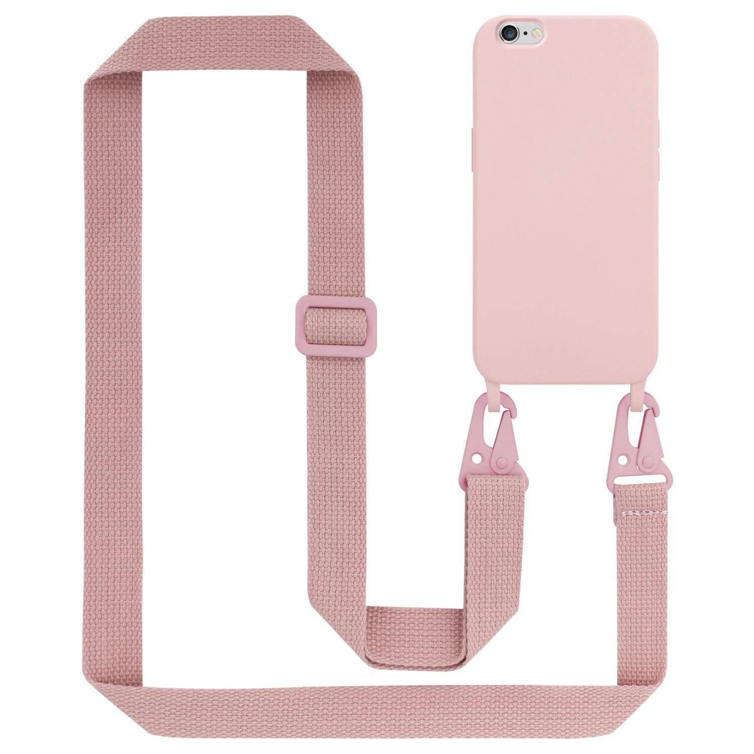 Cadorabo Mobiele telefoon ketting voor Apple iPhone 6 / 6S in LIQUID ROZE - Silicone beschermhoes met lengte verstelbare koord riem
