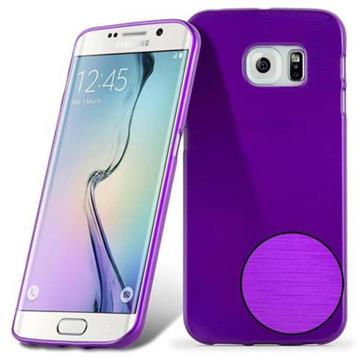 Cadorabo Hoesje geschikt voor Samsung Galaxy S6 EDGE in PAARS Beschermhoes TPU silicone Case Cover B