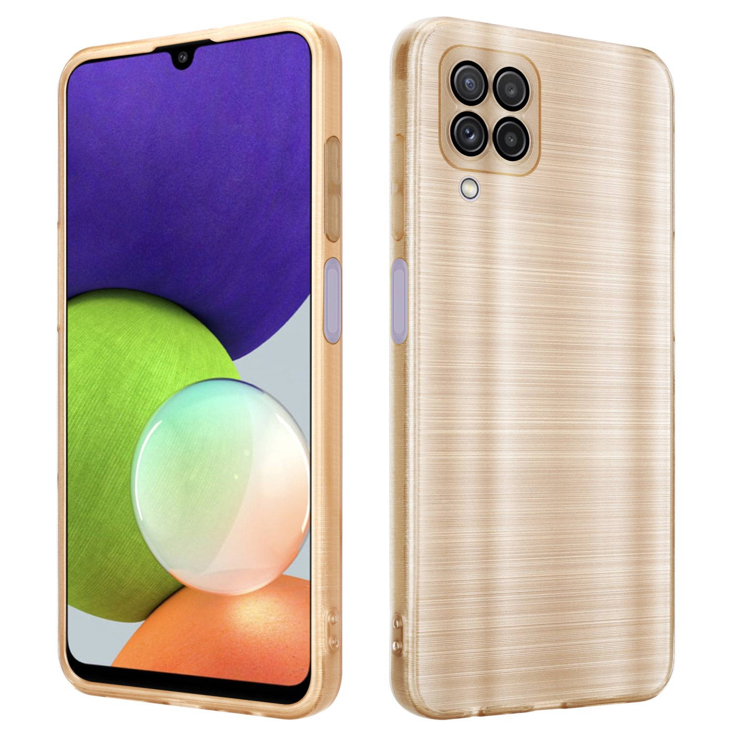 Cadorabo Hoesje voor Samsung Galaxy A22 4G in Brushed Goud - Beschermende hoes van flexibel TPU silicone in Brushed design