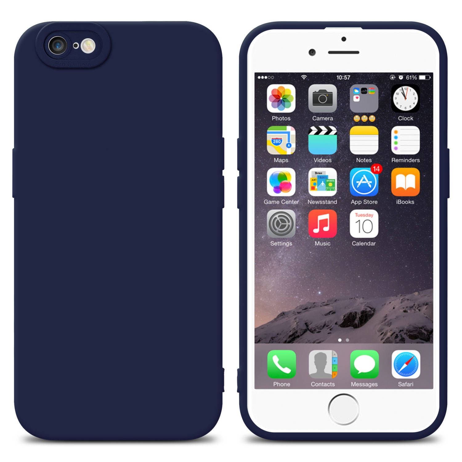Cadorabo Hoesje geschikt voor Apple iPhone 6-6S in FLUID DONKER BLAUW Beschermhoes TPU silicone Cove