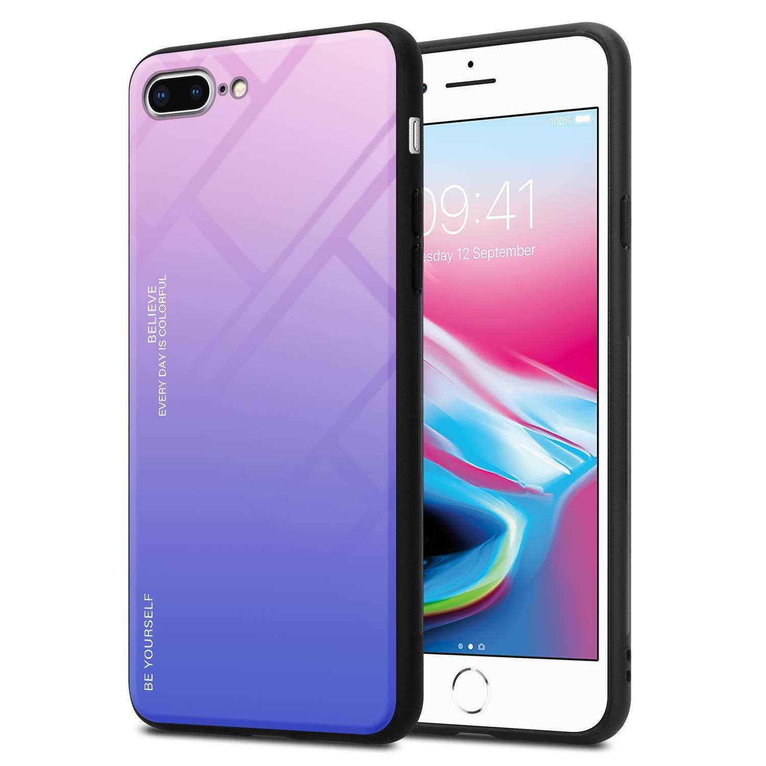 Cadorabo Hoesje geschikt voor Apple iPhone 7 PLUS-7S PLUS-8 PLUS in ROZE BLAUW Tweekleurige bescherm