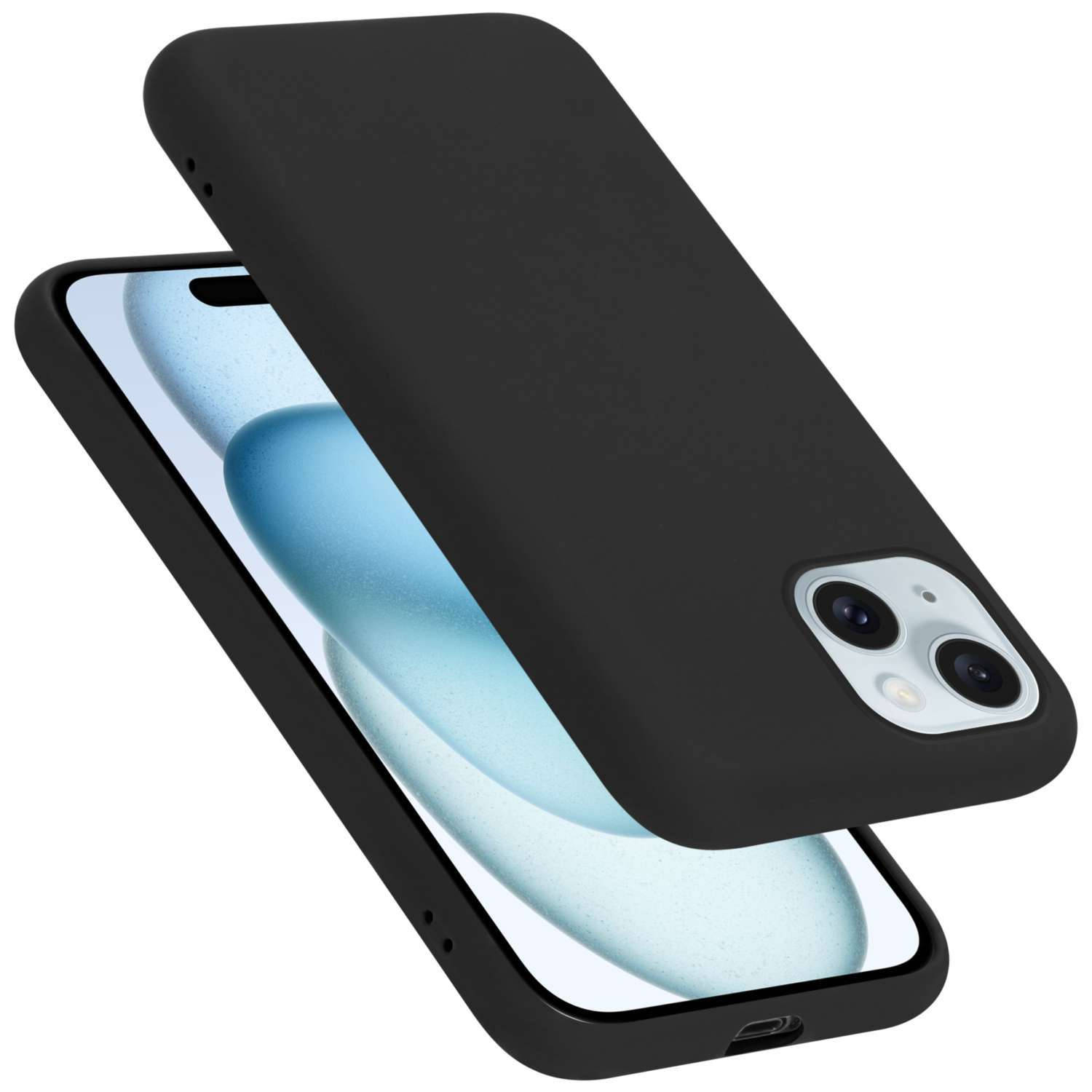 Cadorabo Hoesje voor Apple iPhone 15 PLUS in LIQUID ZWART - Beschermhoes gemaakt van flexibel TPU silicone Case Cover