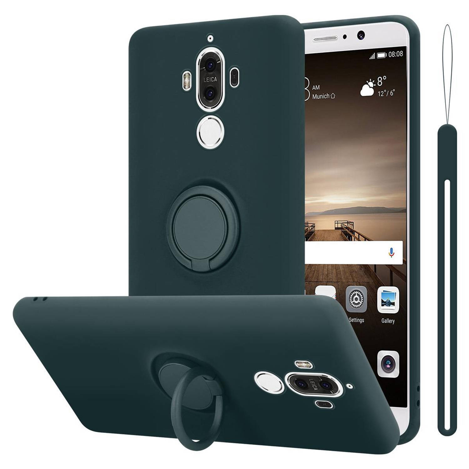Cadorabo Hoesje voor Huawei MATE 9 in LIQUID GROEN - Beschermende hoes van flexibel TPU silicone met ring
