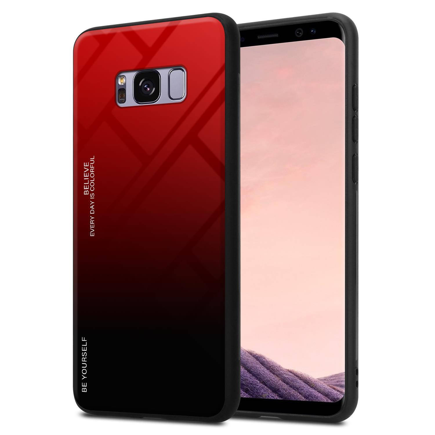 Cadorabo Hoesje voor Samsung Galaxy S8 PLUS in ROOD - ZWART - Tweekleurige beschermhoes van gehard glas en TPU-siliconen