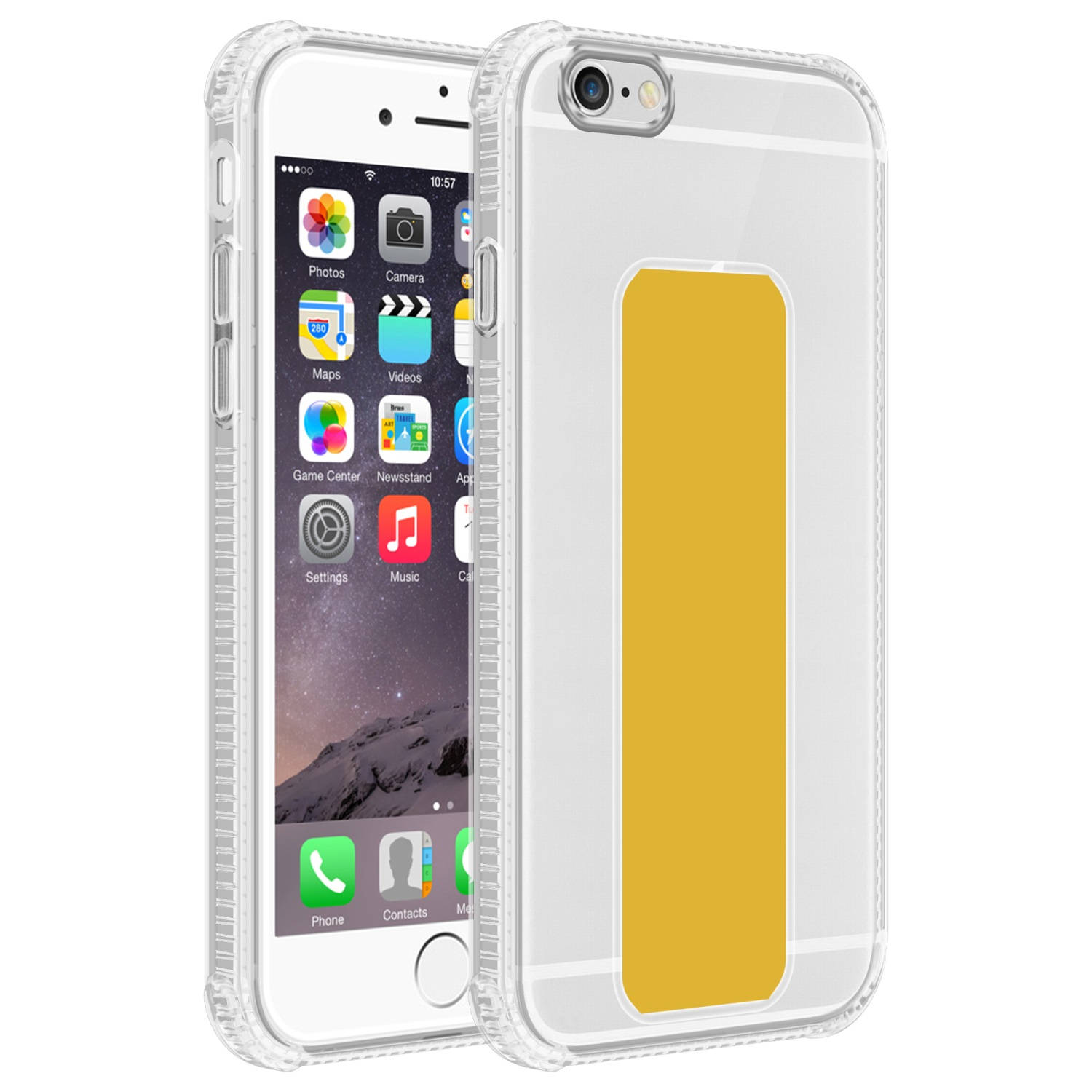 Cadorabo Hoesje voor Apple iPhone 6 / 6S in GEEL - Beschermhoes gemaakt van flexibel TPU silicone met houder en standfunctie