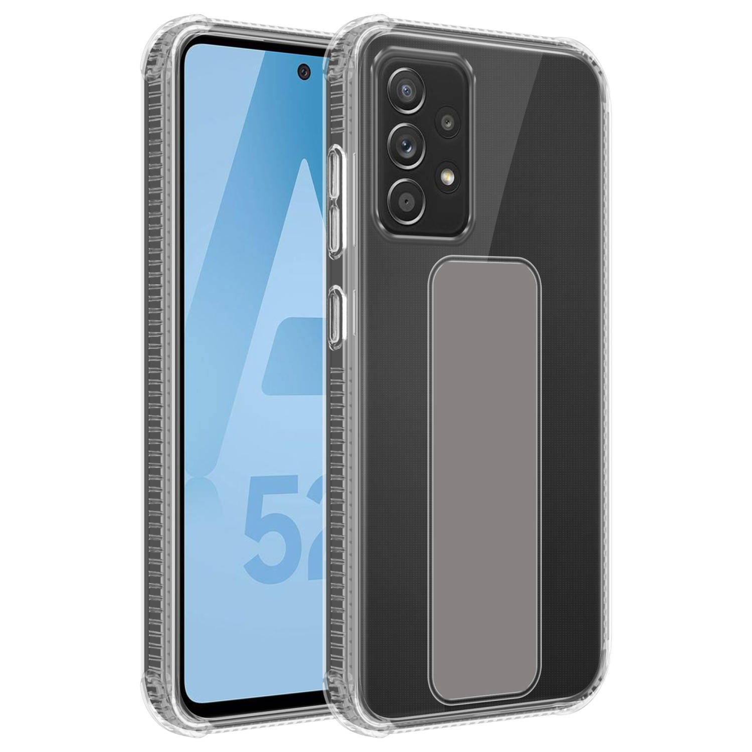 Cadorabo Hoesje voor Samsung Galaxy A52 (4G / 5G) / A52s in GRIJS - Beschermhoes gemaakt van flexibel TPU silicone met houder en standfunctie