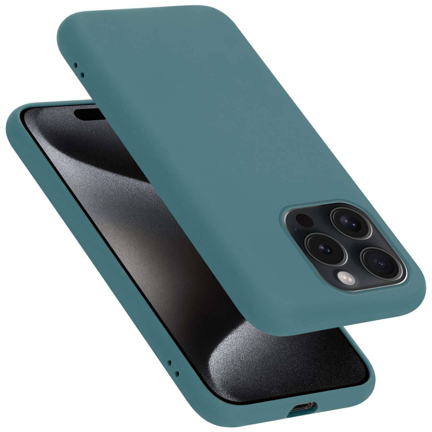 Cadorabo Hoesje voor Apple iPhone 15 PRO in LIQUID GROEN - Beschermhoes gemaakt van flexibel TPU silicone Case Cover