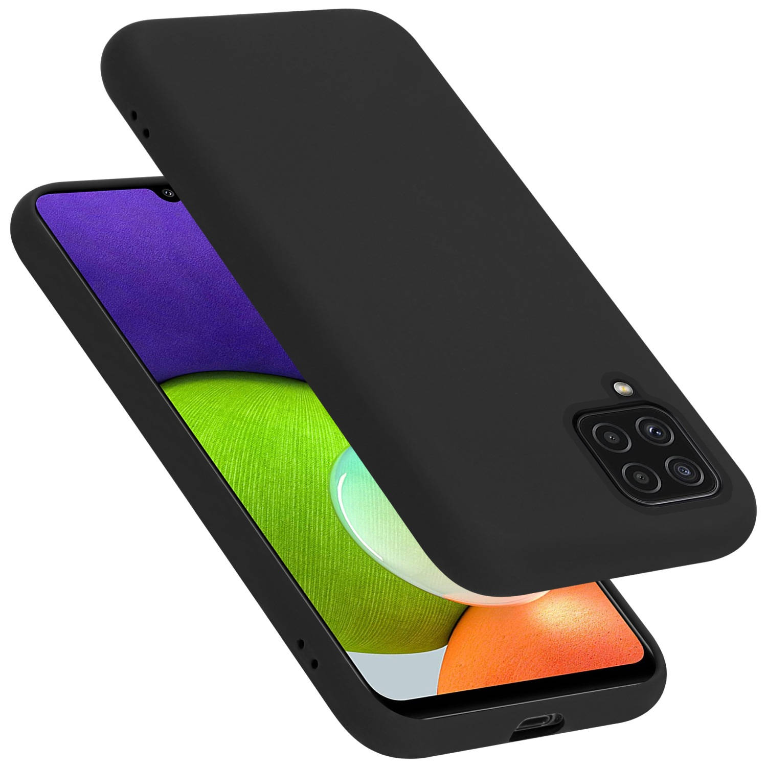 Cadorabo Hoesje voor Samsung Galaxy A22 4G / M22 / M32 4G in LIQUID ZWART - Beschermhoes gemaakt van flexibel TPU silicone