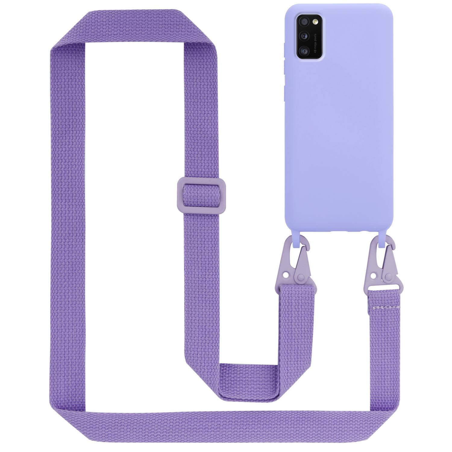 Cadorabo Mobiele telefoon ketting voor Samsung Galaxy A52 (4G / 5G) / A52s in LIQUID ZWART - Silicone beschermhoes met lengte verstelbare koord riem