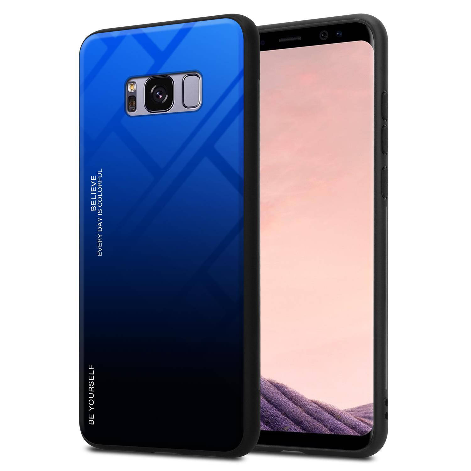 Cadorabo Hoesje voor Samsung Galaxy S8 PLUS in BLAUW - ZWART - Tweekleurige beschermhoes van gehard glas en TPU-siliconen