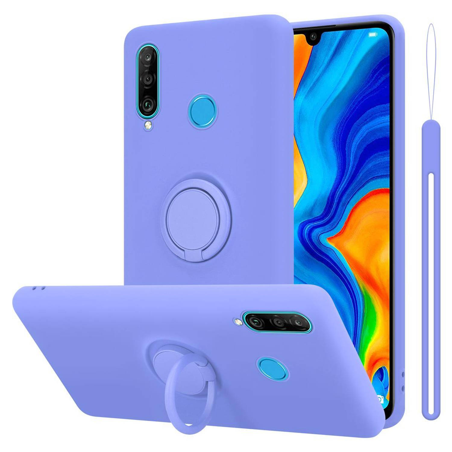 Cadorabo Hoesje voor Huawei P30 LITE in LIQUID LICHT PAARS - Beschermende hoes van flexibel TPU silicone met ring