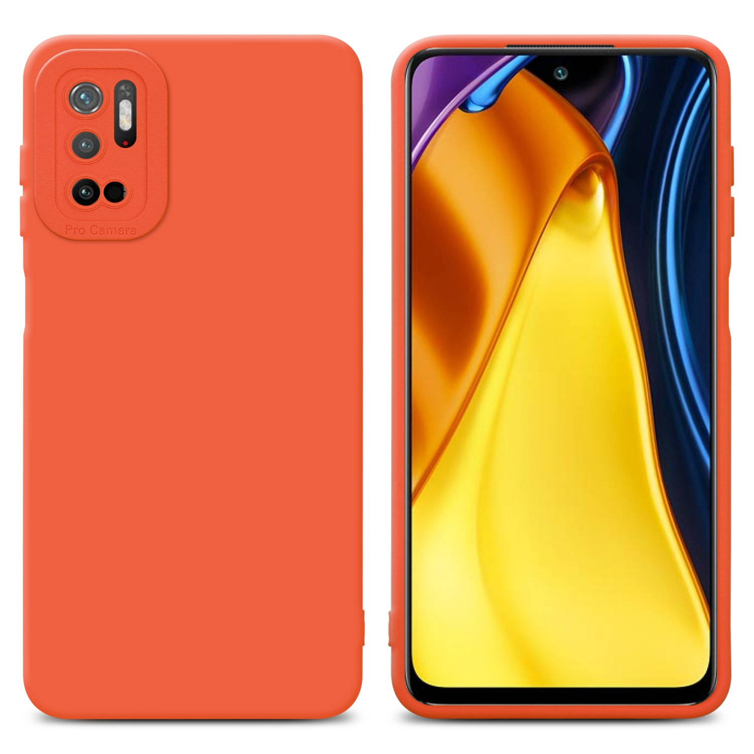 Cadorabo Hoesje voor Xiaomi RedMi NOTE 10 5G / POCO M3 PRO 5G in FLUID ORANJE - Beschermhoes gemaakt van flexibel TPU silicone