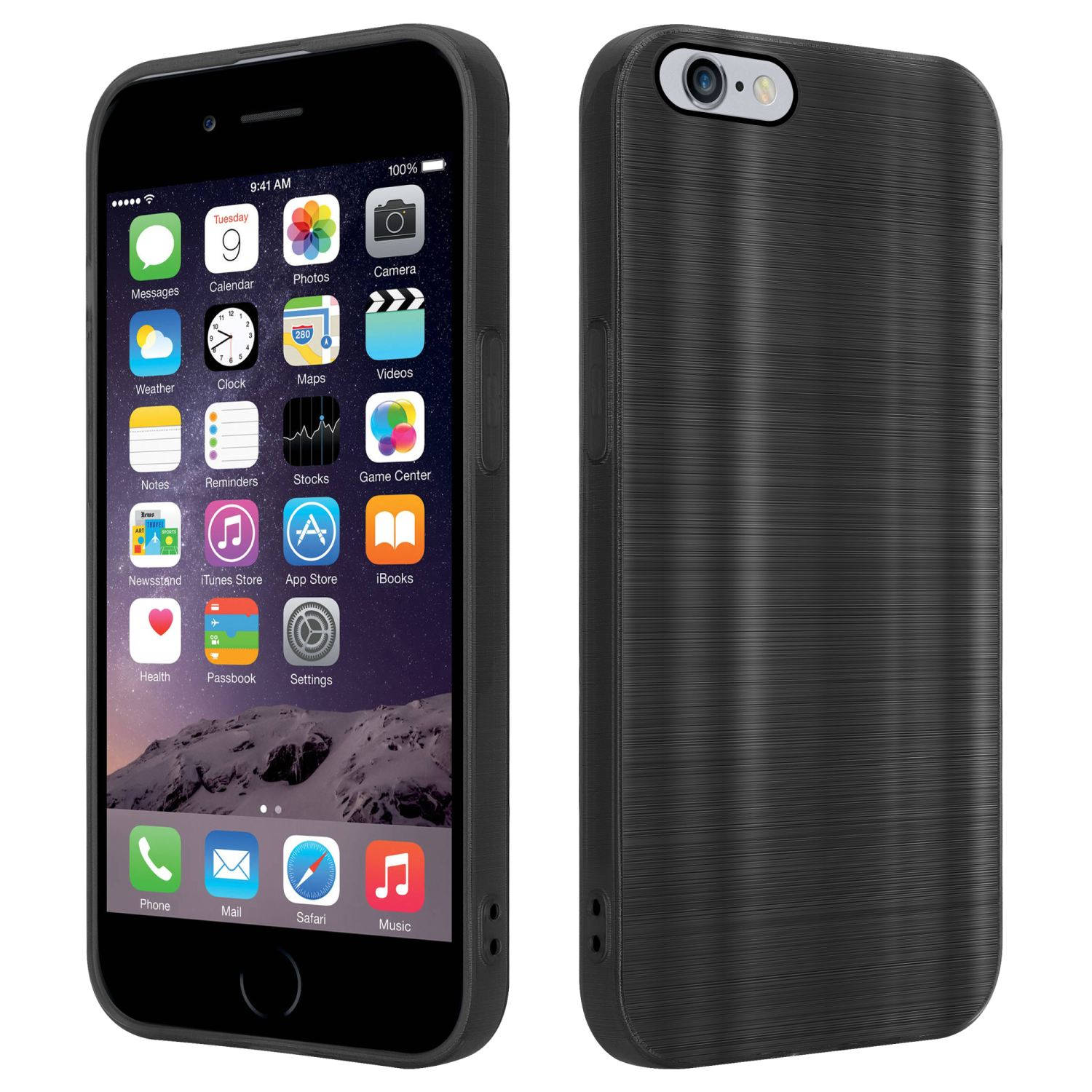 Cadorabo Hoesje voor Apple iPhone 6 PLUS / 6S PLUS in Brushed Zwart - Beschermende hoes van flexibel TPU silicone in Brushed design