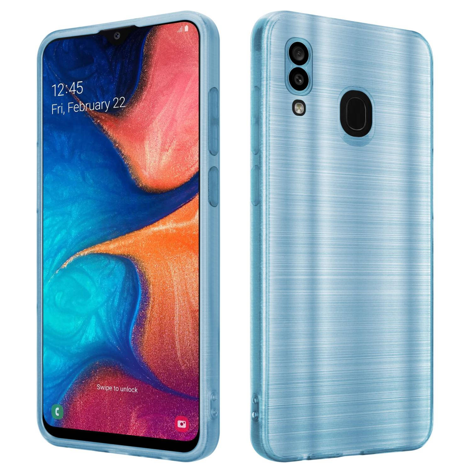 Cadorabo Hoesje voor Samsung Galaxy A20 / A30 / M10s in Brushed Turqoise - Beschermende hoes van flexibel TPU silicone in Brushed design