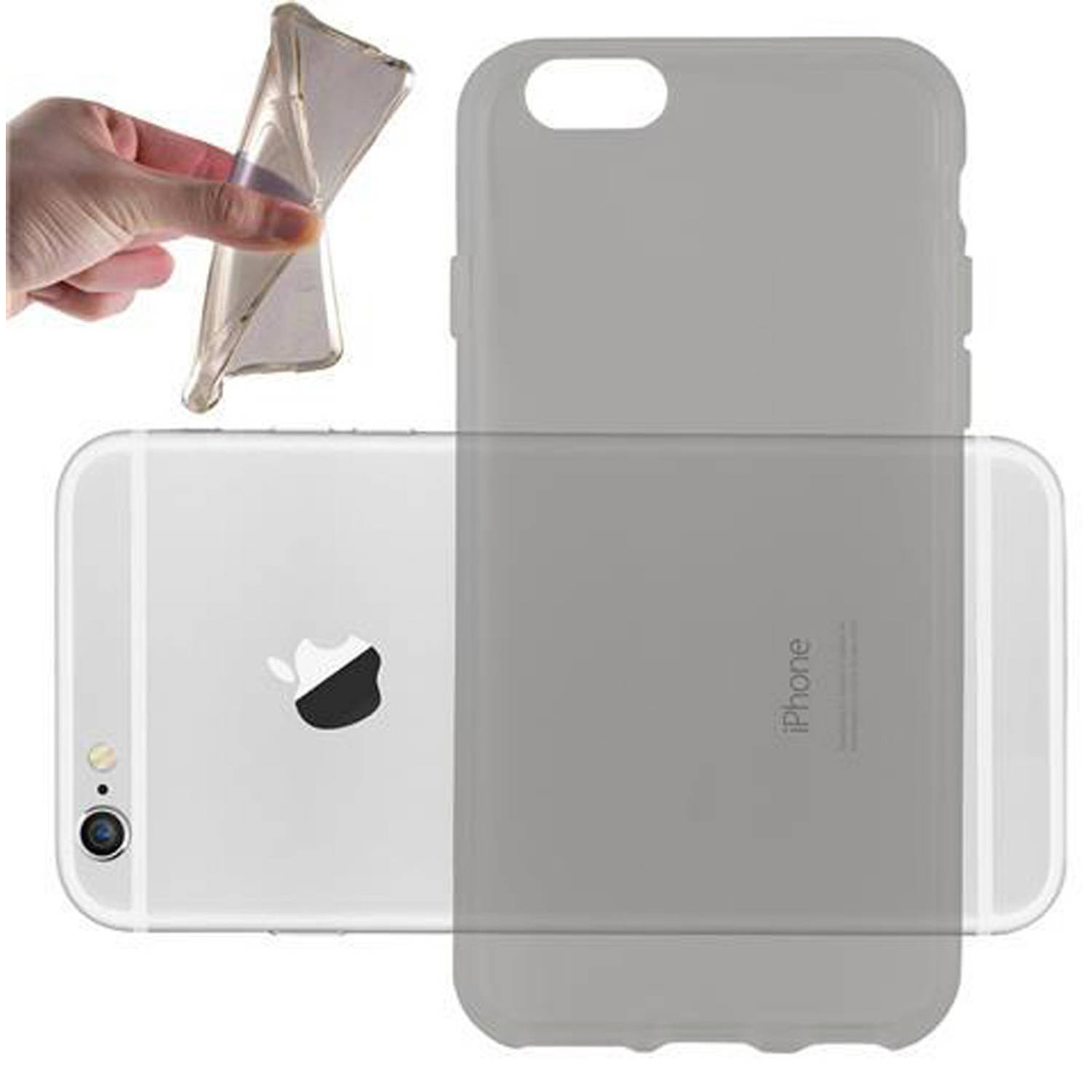 Cadorabo Hoesje geschikt voor Apple iPhone 6 PLUS-6S PLUS in TRANSPARANT ZWART Beschermhoes Cover ge
