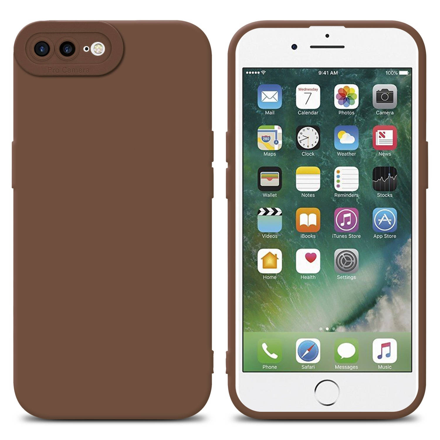 Cadorabo Hoesje voor Apple iPhone 7 PLUS / 7S PLUS / 8 PLUS in FLUID BRUIN - Beschermhoes gemaakt van flexibel TPU silicone