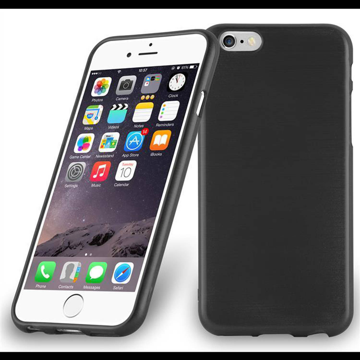 Cadorabo Hoesje voor Apple iPhone 6 / 6S in ZWART - Beschermende hoes van flexibel TPU silicone in Brushed design