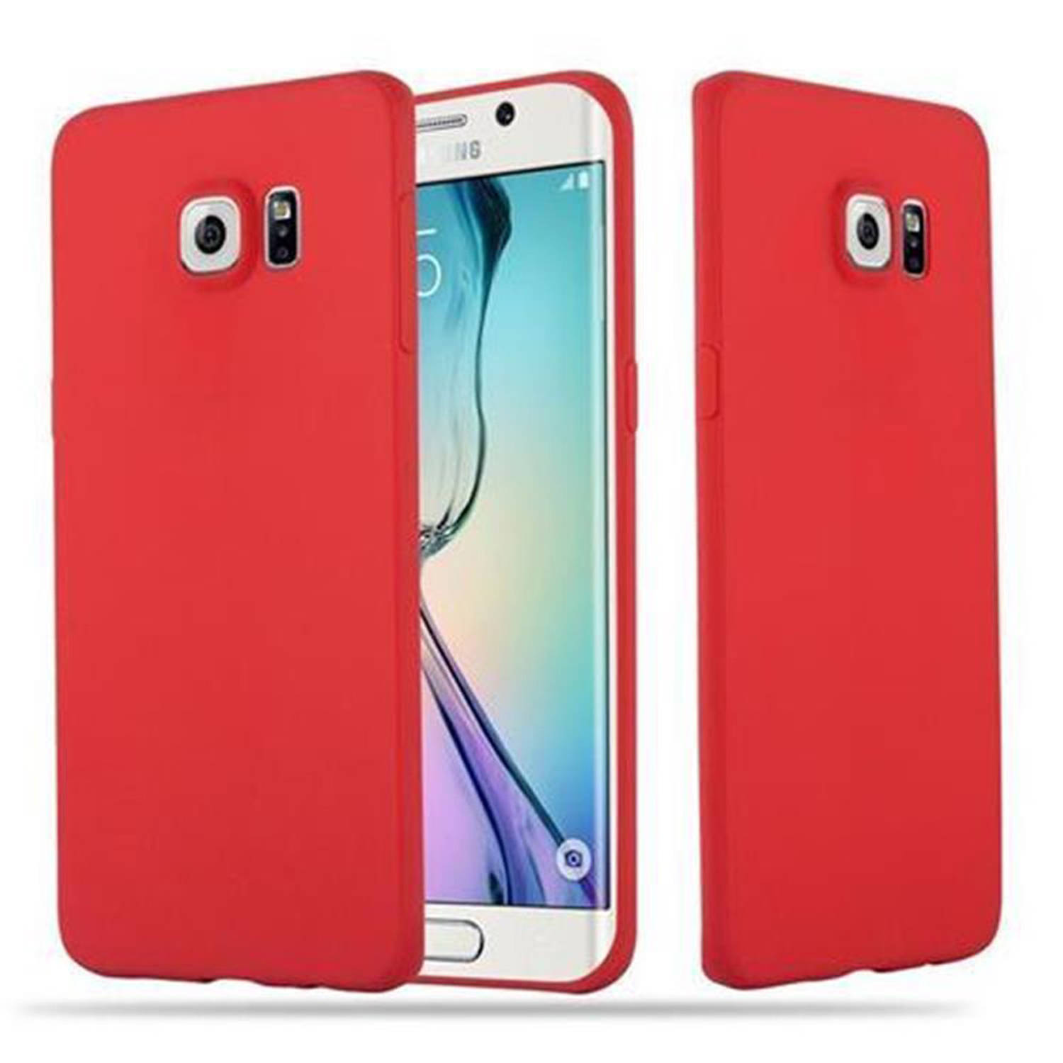 Cadorabo Hoesje geschikt voor Samsung Galaxy S6 EDGE in CANDY ROOD Beschermhoes TPU silicone Case Co