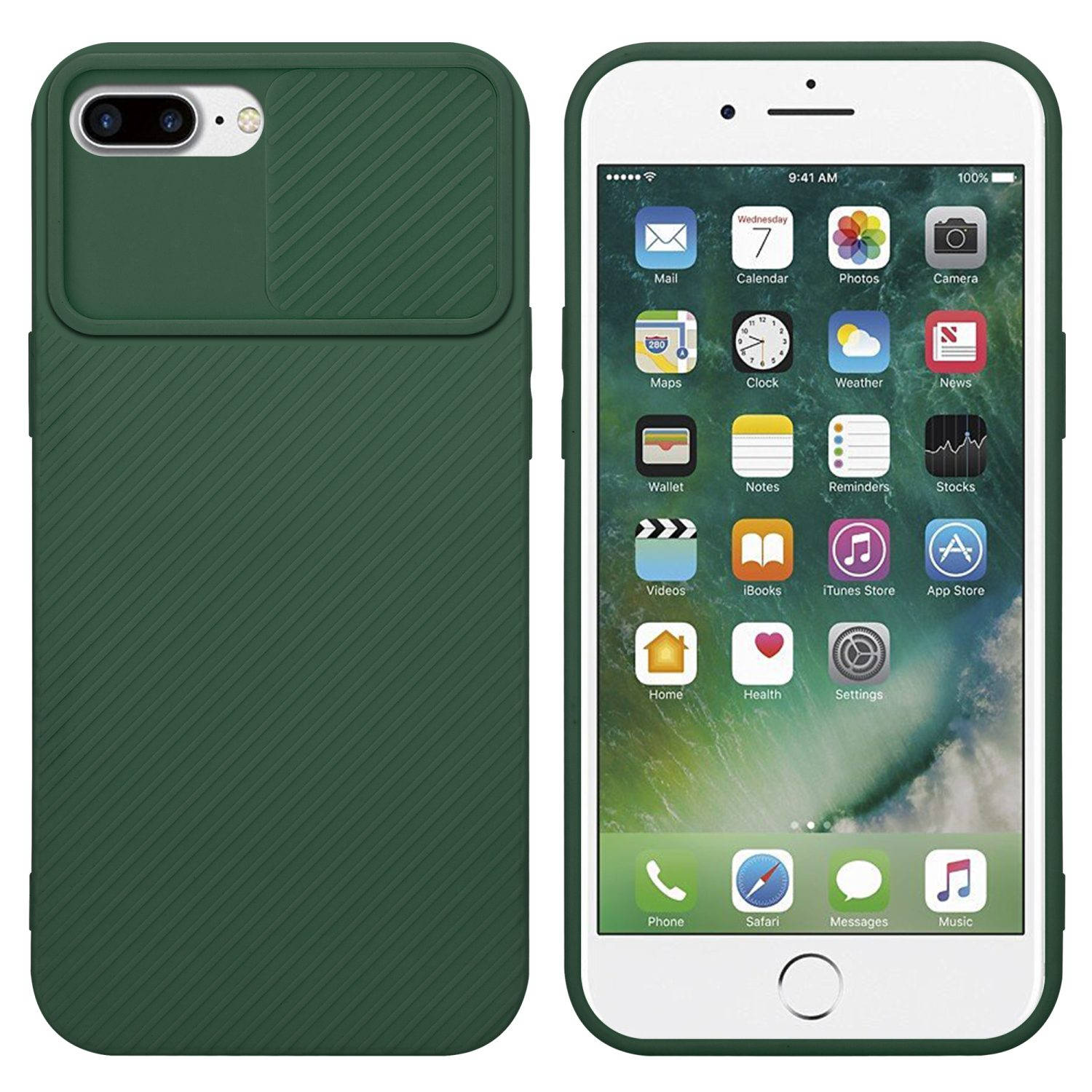 Cadorabo Hoesje voor Apple iPhone 7 PLUS / 7S PLUS / 8 PLUS in Bonbon Groen - Beschermende hoes van flexibel TPU-silicone en met camerabescherming
