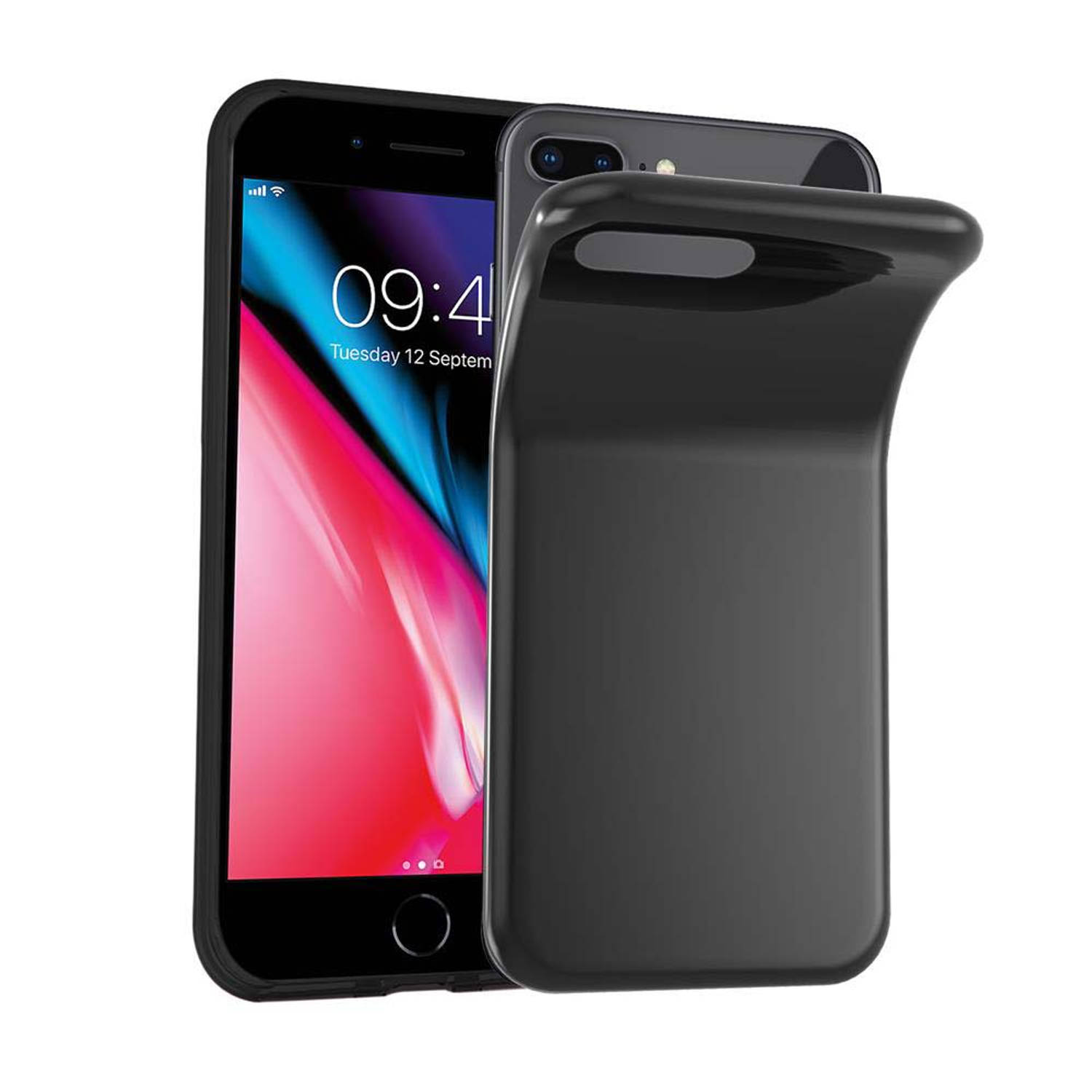 Cadorabo Hoesje voor Apple iPhone 7 PLUS / 7S PLUS / 8 PLUS in ZWART - Beschermhoes gemaakt van flexibel TPU silicone