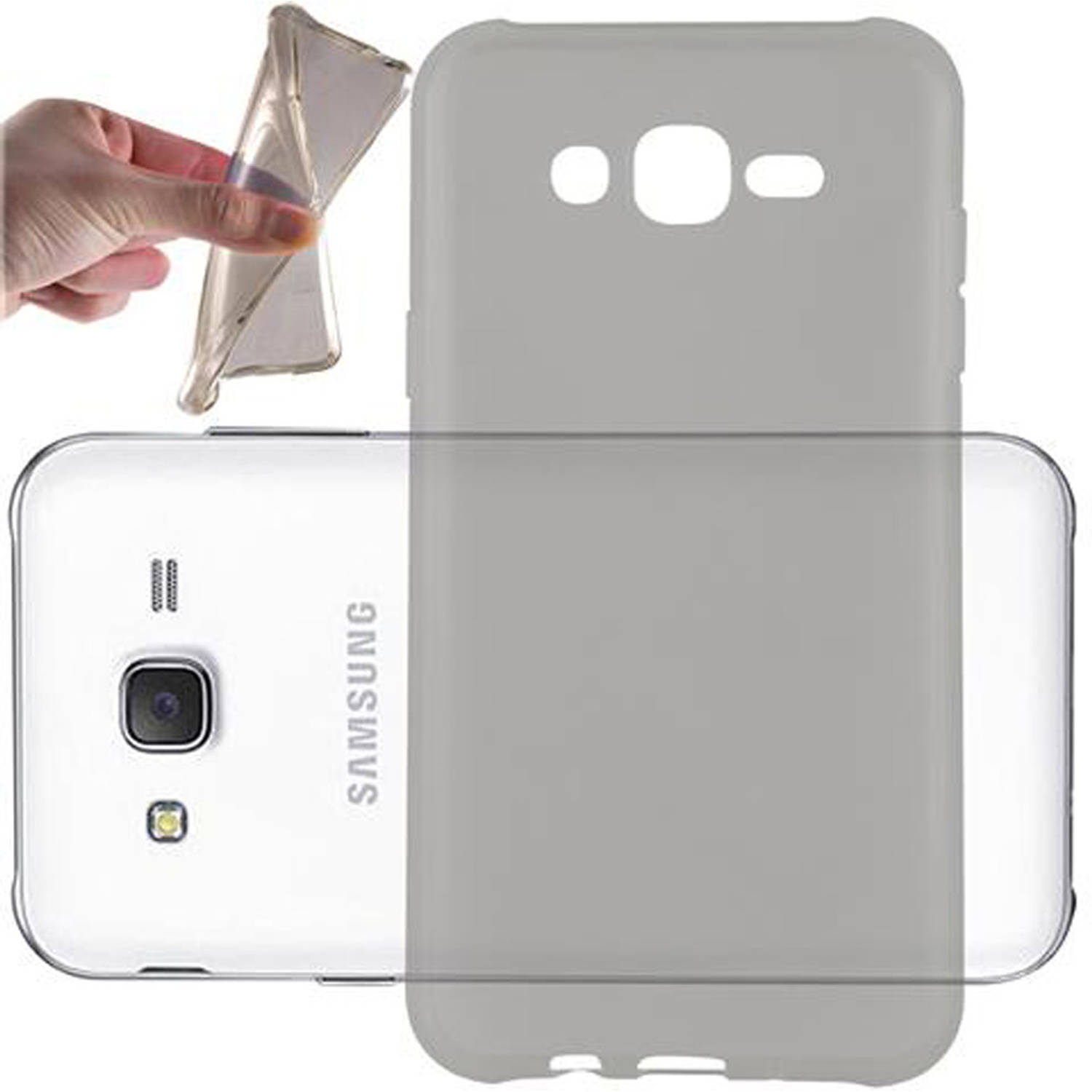 Cadorabo Hoesje geschikt voor Samsung Galaxy J7 2015 in Zwart - Beschermhoes Cover gemaakt van TPU Silicone Case