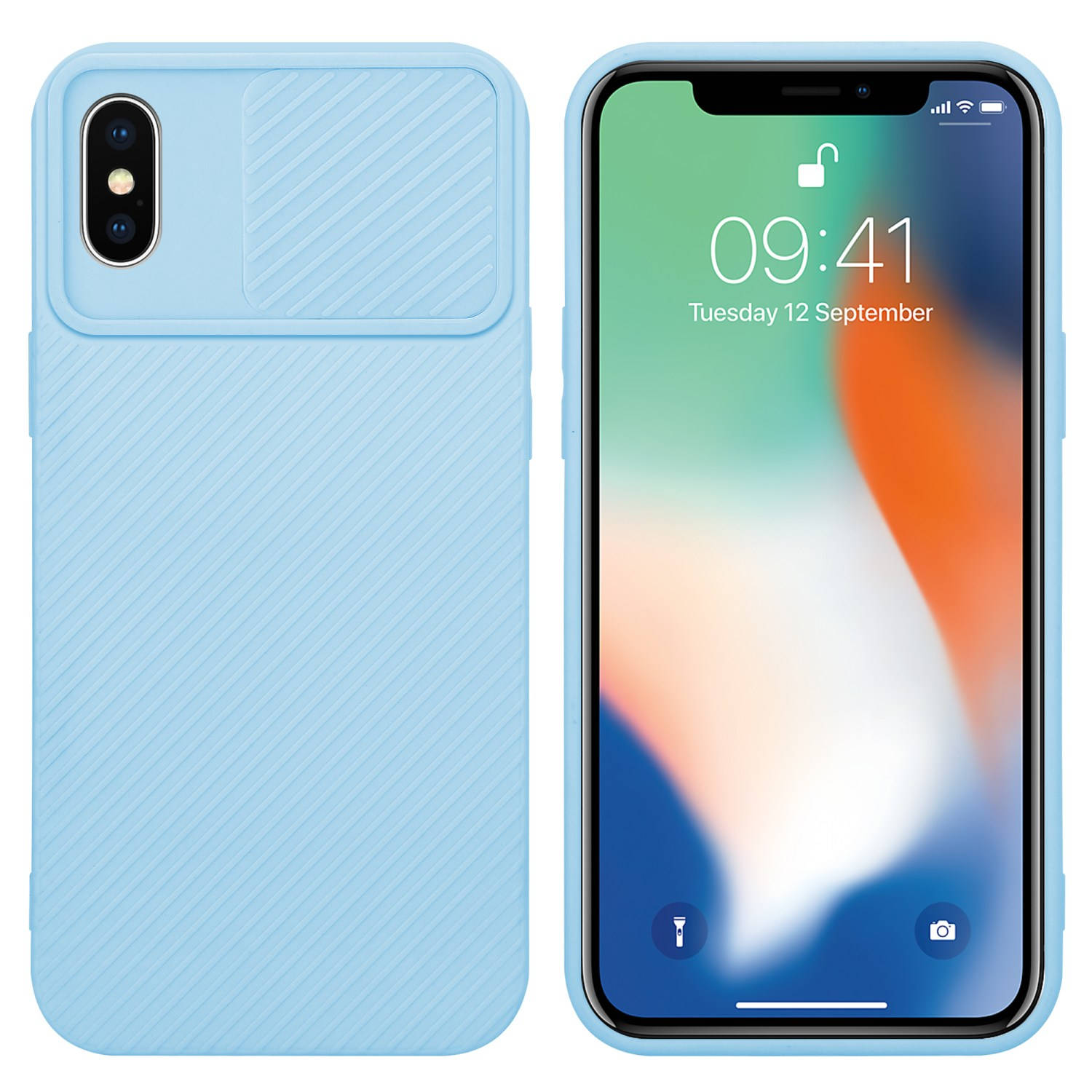 Cadorabo Hoesje geschikt voor Apple iPhone X-XS in Bonbon Licht Blauw Beschermhoes TPU-silicone Case