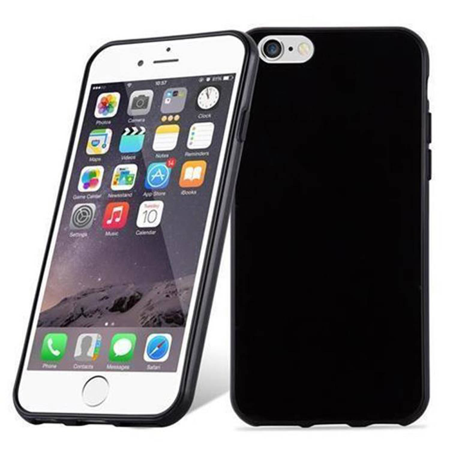 Cadorabo Hoesje voor Apple iPhone 6 / 6S in ZWART - Beschermhoes gemaakt van flexibel TPU silicone