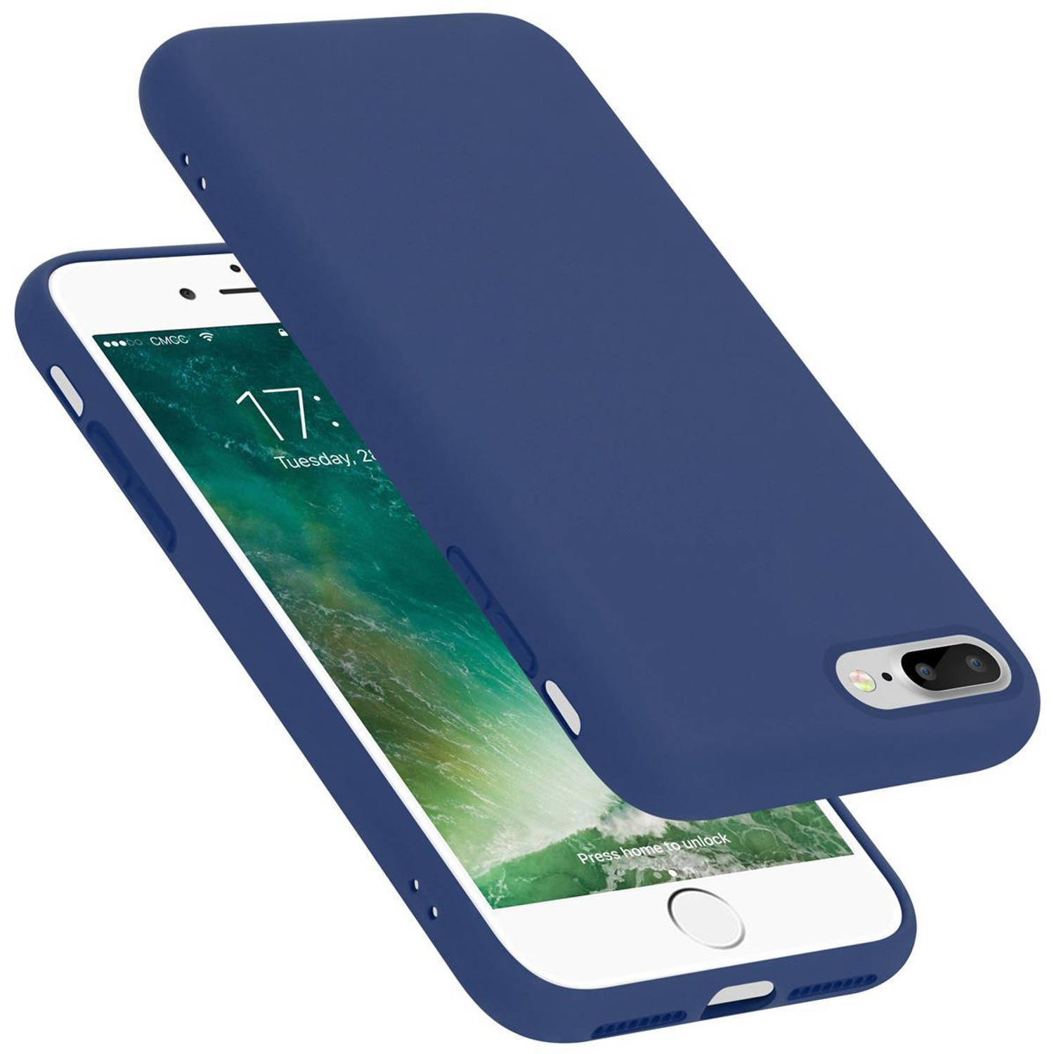 Cadorabo Hoesje geschikt voor Apple iPhone 7 PLUS-7S PLUS-8 PLUS Case in LIQUID BLAUW Beschermhoes T