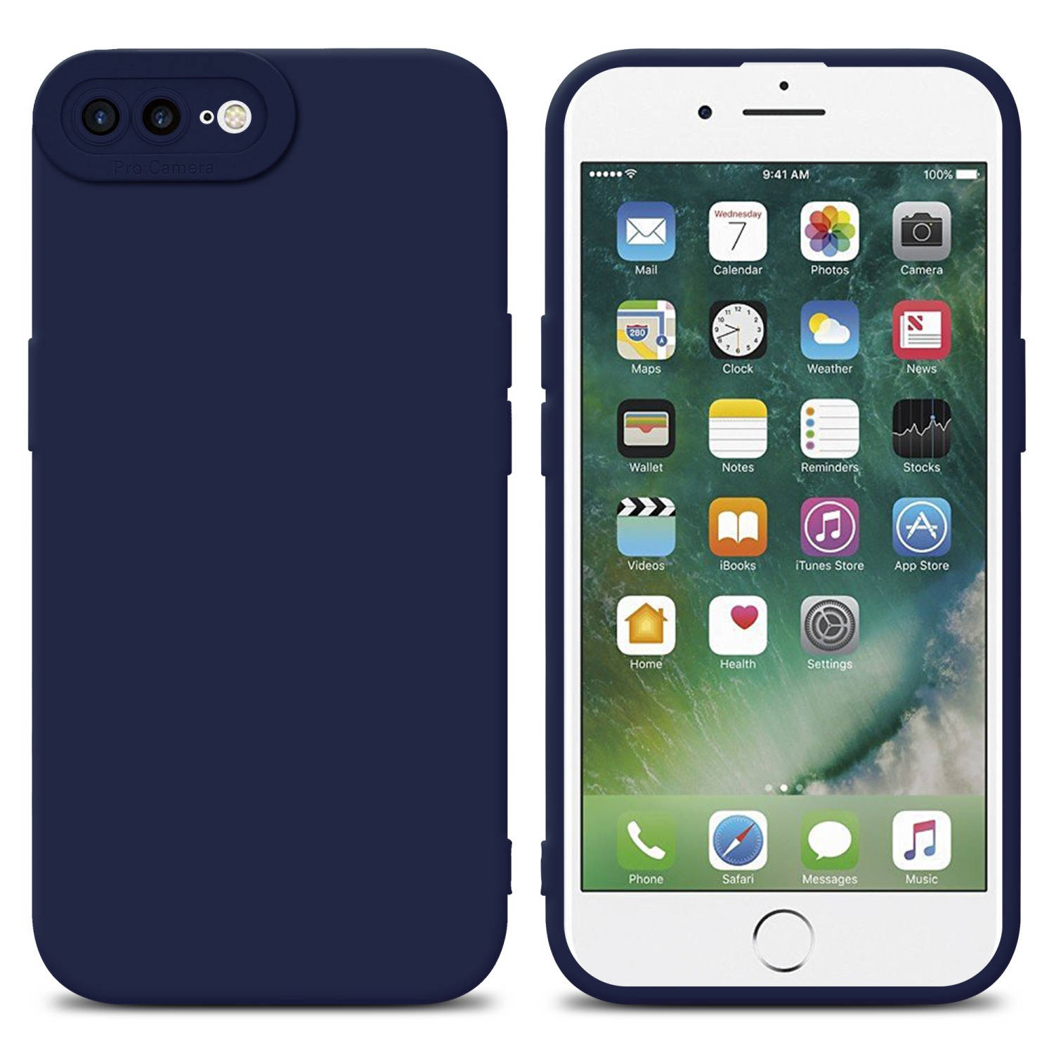 Cadorabo Hoesje geschikt voor Apple iPhone 7 PLUS-7S PLUS-8 PLUS in FLUID DONKER BLAUW Beschermhoes 