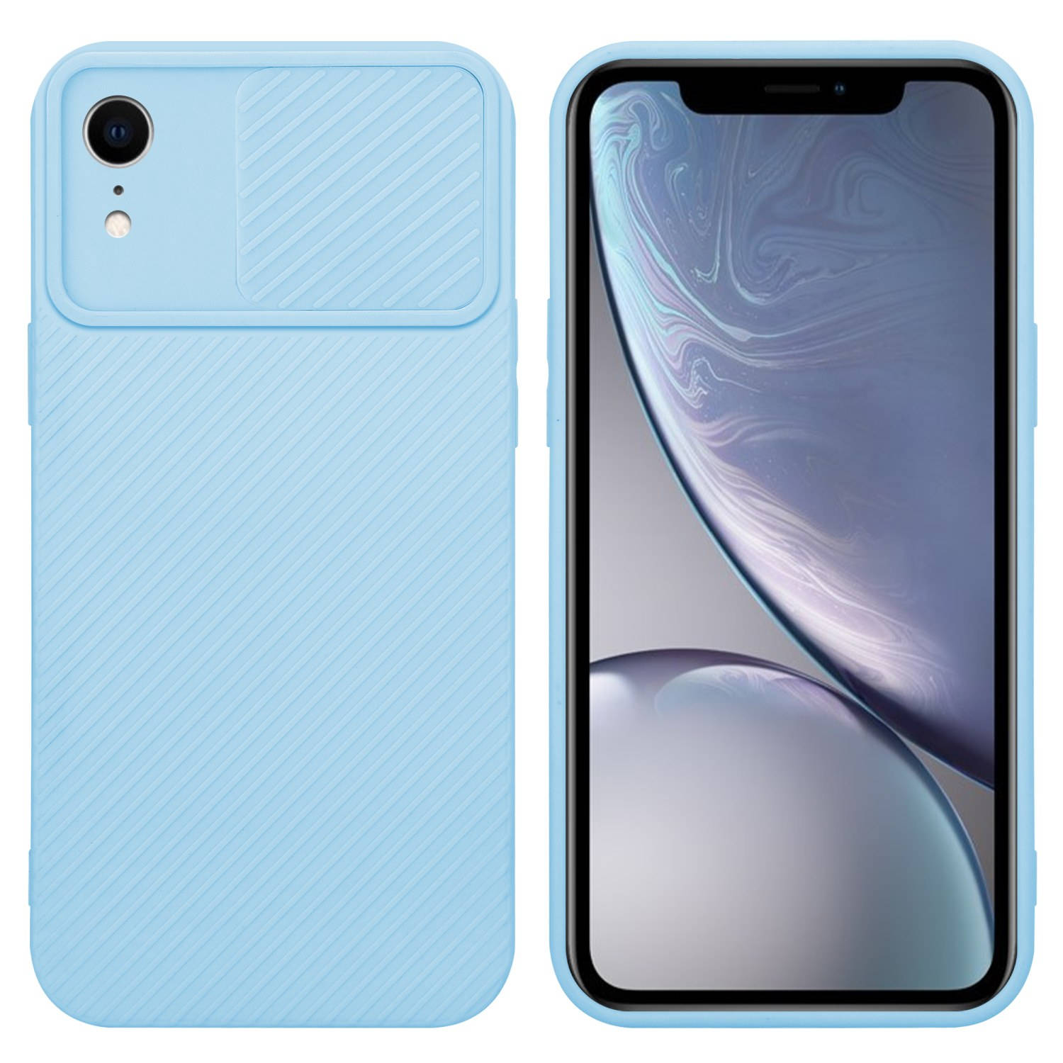 Cadorabo Hoesje voor Apple iPhone XR in Bonbon Licht Blauw - Beschermende hoes van flexibel TPU-silicone en met camerabescherming