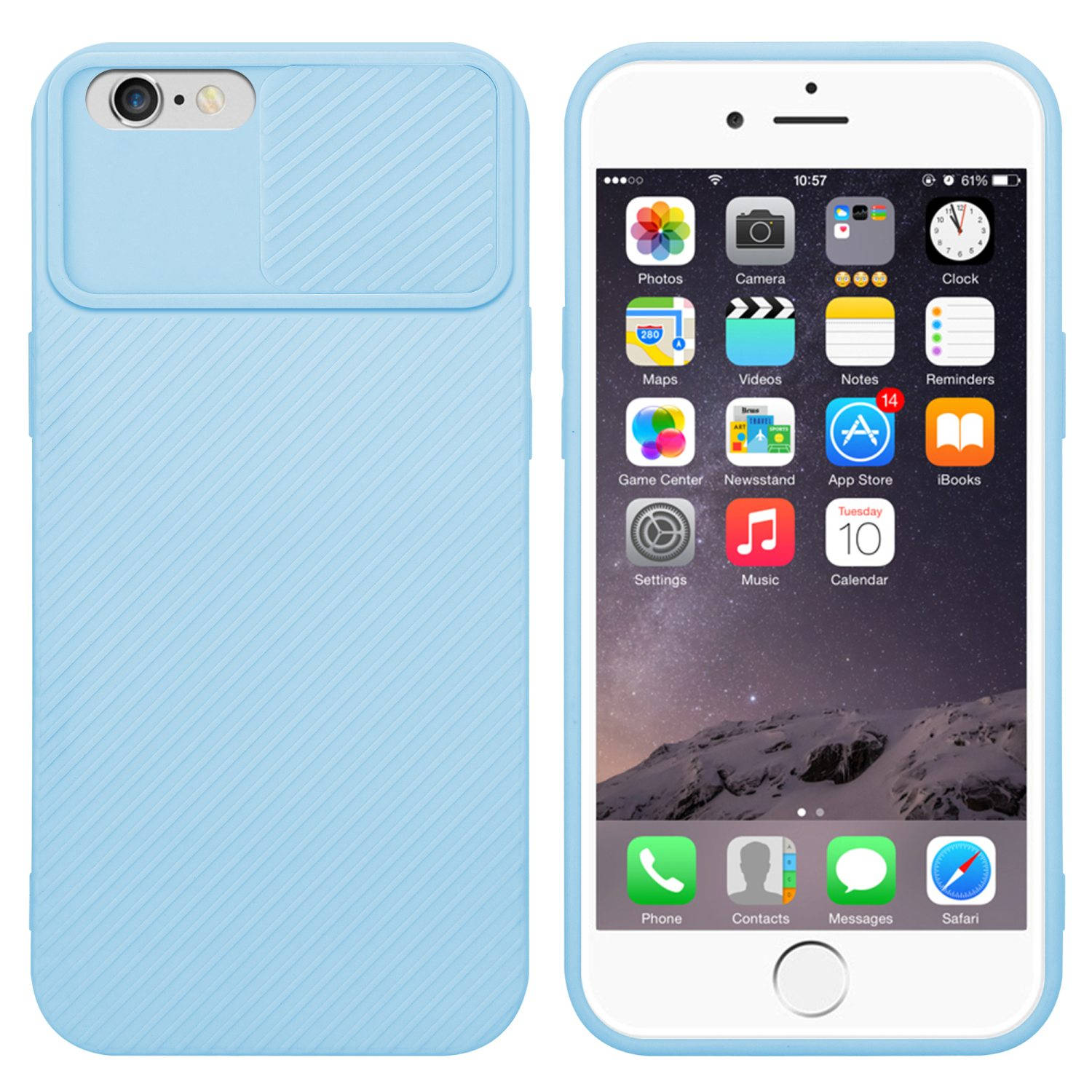 Cadorabo Hoesje voor Apple iPhone 6 PLUS / 6S PLUS in Bonbon Licht Blauw - Beschermende hoes van flexibel TPU-silicone en met camerabescherming