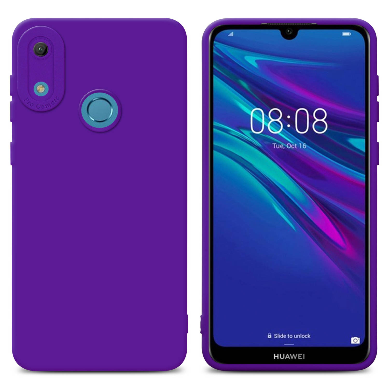 Cadorabo Hoesje voor Huawei Y6 2019 in FLUID DONKER PAARS - Beschermhoes gemaakt van flexibel TPU silicone