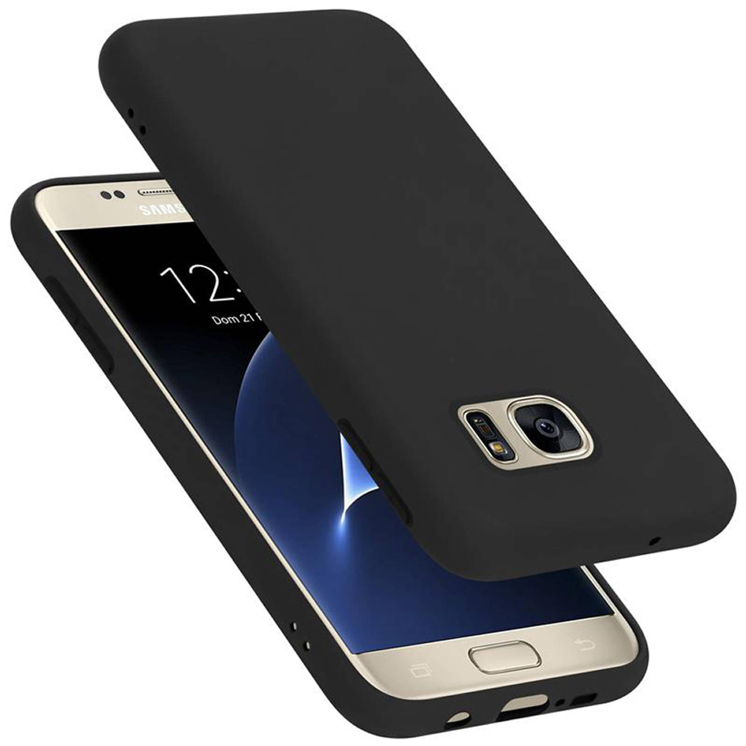 Cadorabo Hoesje voor Samsung Galaxy S7 in LIQUID ZWART - Beschermhoes gemaakt van flexibel TPU silicone