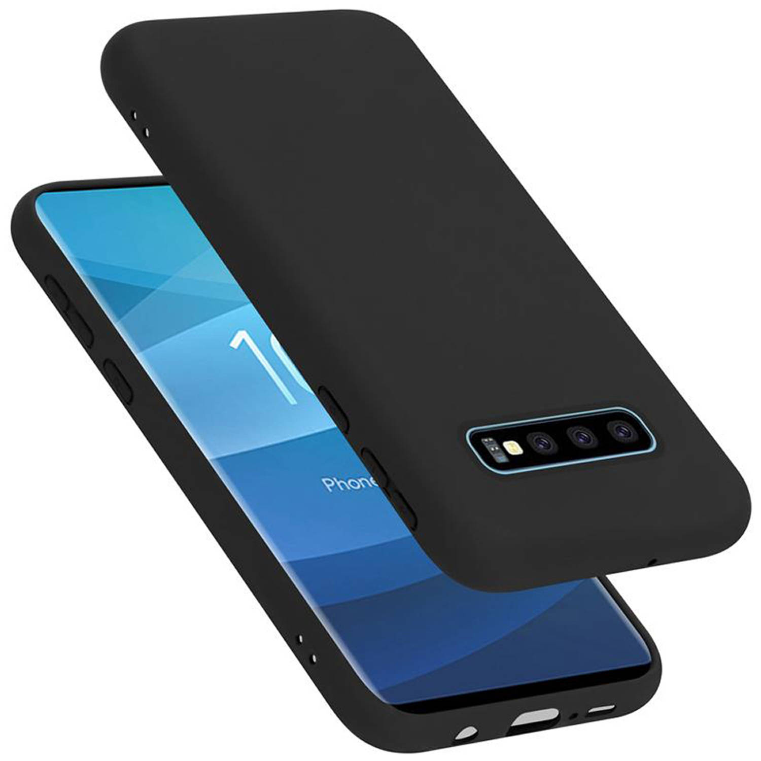 Cadorabo Hoesje voor Samsung Galaxy S10 PLUS in LIQUID ZWART - Beschermhoes gemaakt van flexibel TPU silicone