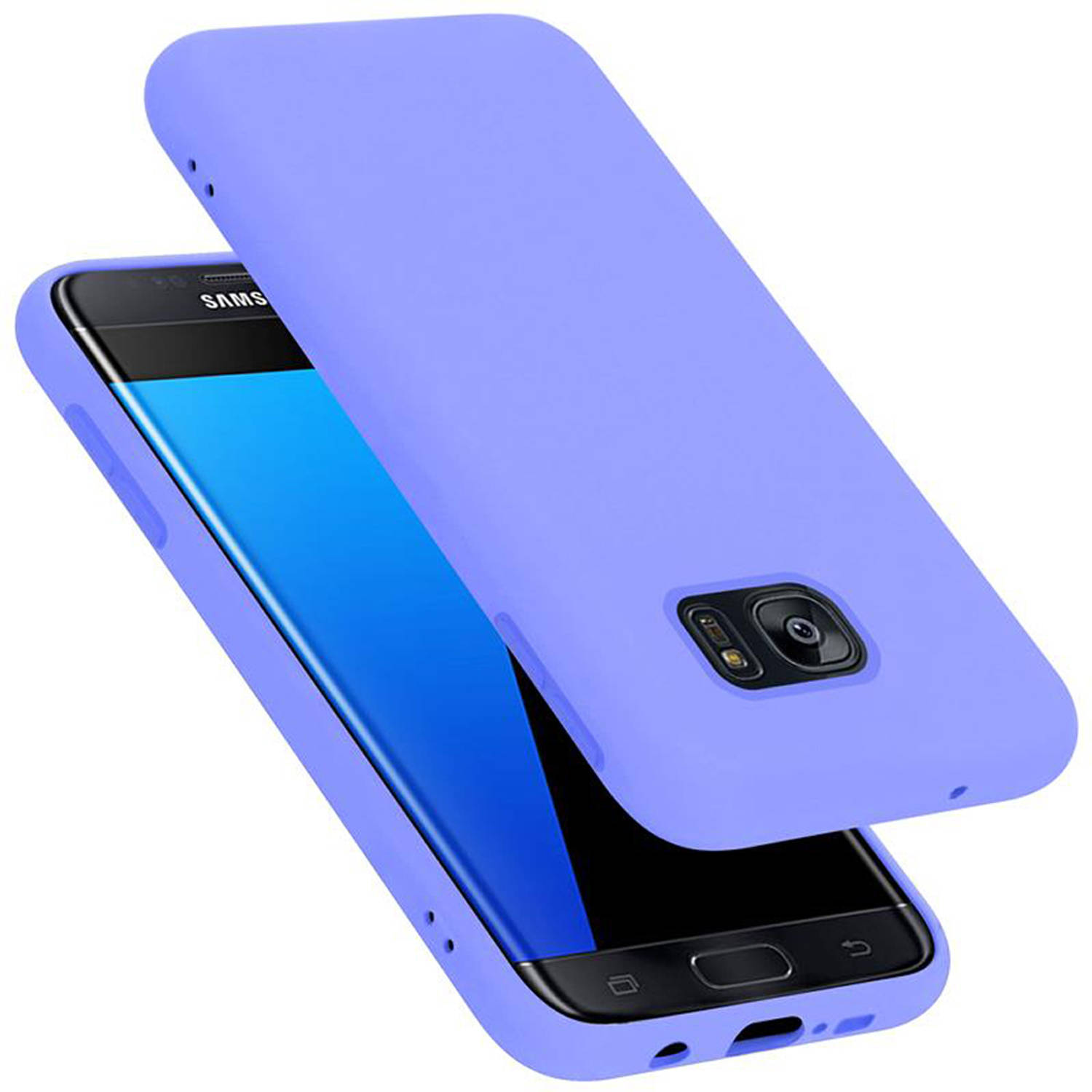 Cadorabo Hoesje geschikt voor Samsung Galaxy S7 EDGE Case in LIQUID LICHT PAARS Beschermhoes TPU sil