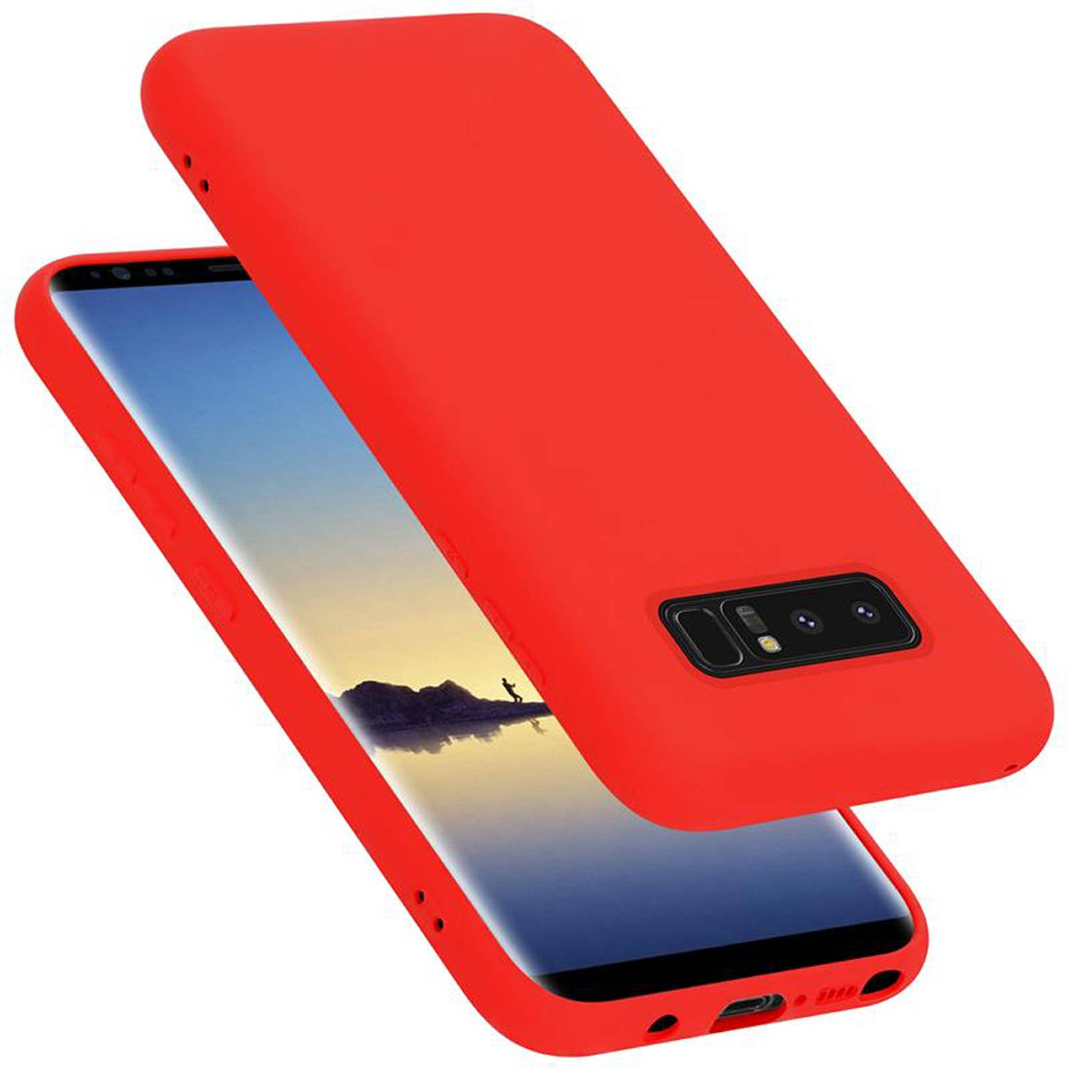 Cadorabo Hoesje voor Samsung Galaxy NOTE 8 in LIQUID ROOD - Beschermhoes gemaakt van flexibel TPU silicone