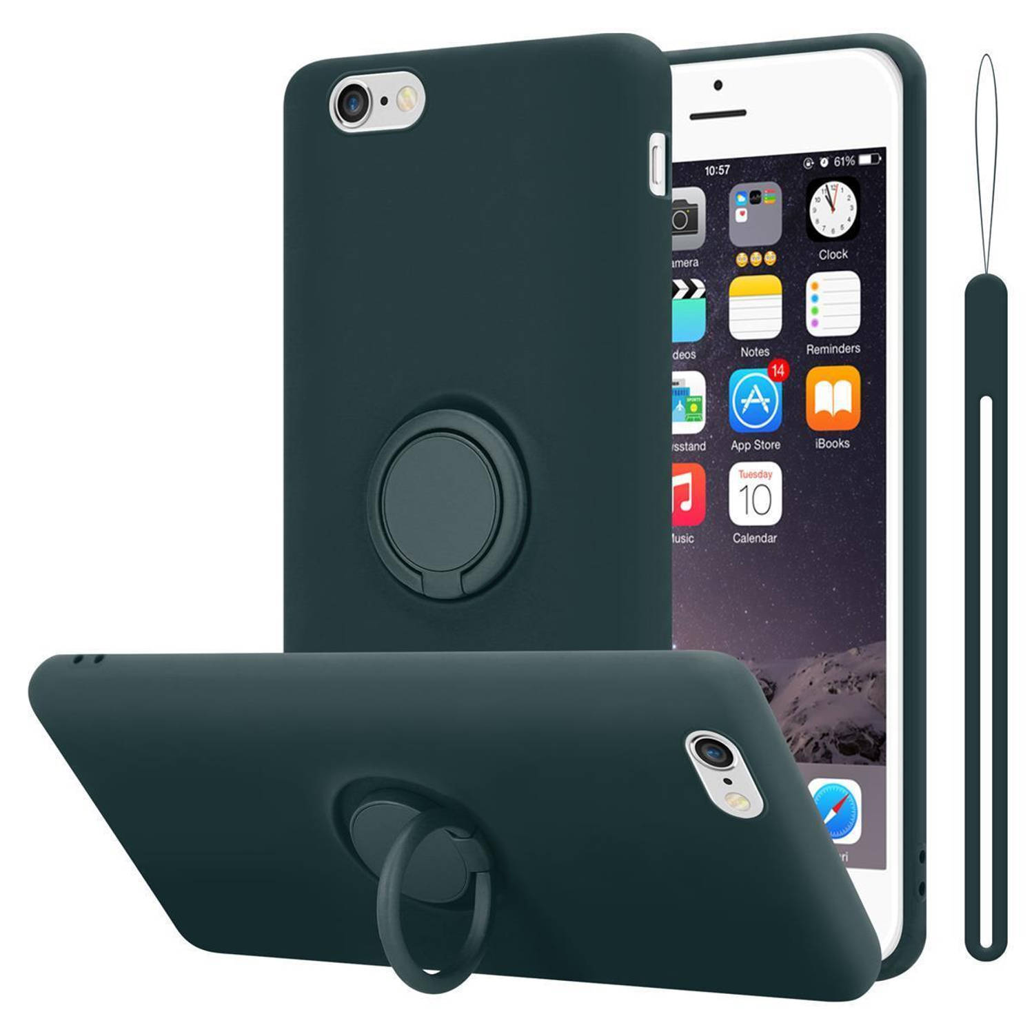 Cadorabo Hoesje voor Apple iPhone 6 / 6S in LIQUID GROEN - Beschermende hoes van flexibel TPU silicone met ring
