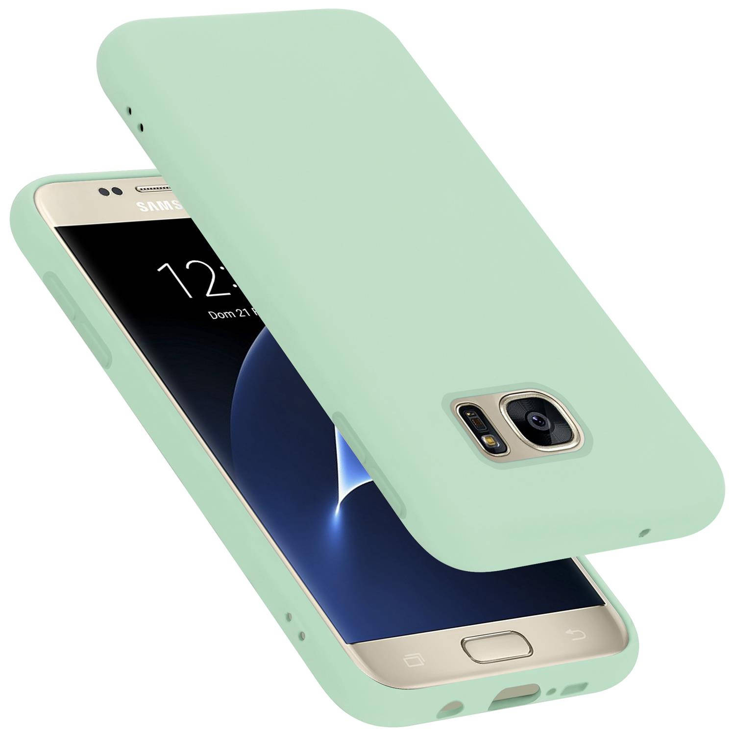 Cadorabo Hoesje voor Samsung Galaxy S7 in LIQUID LICHT GROEN - Beschermhoes gemaakt van flexibel TPU silicone