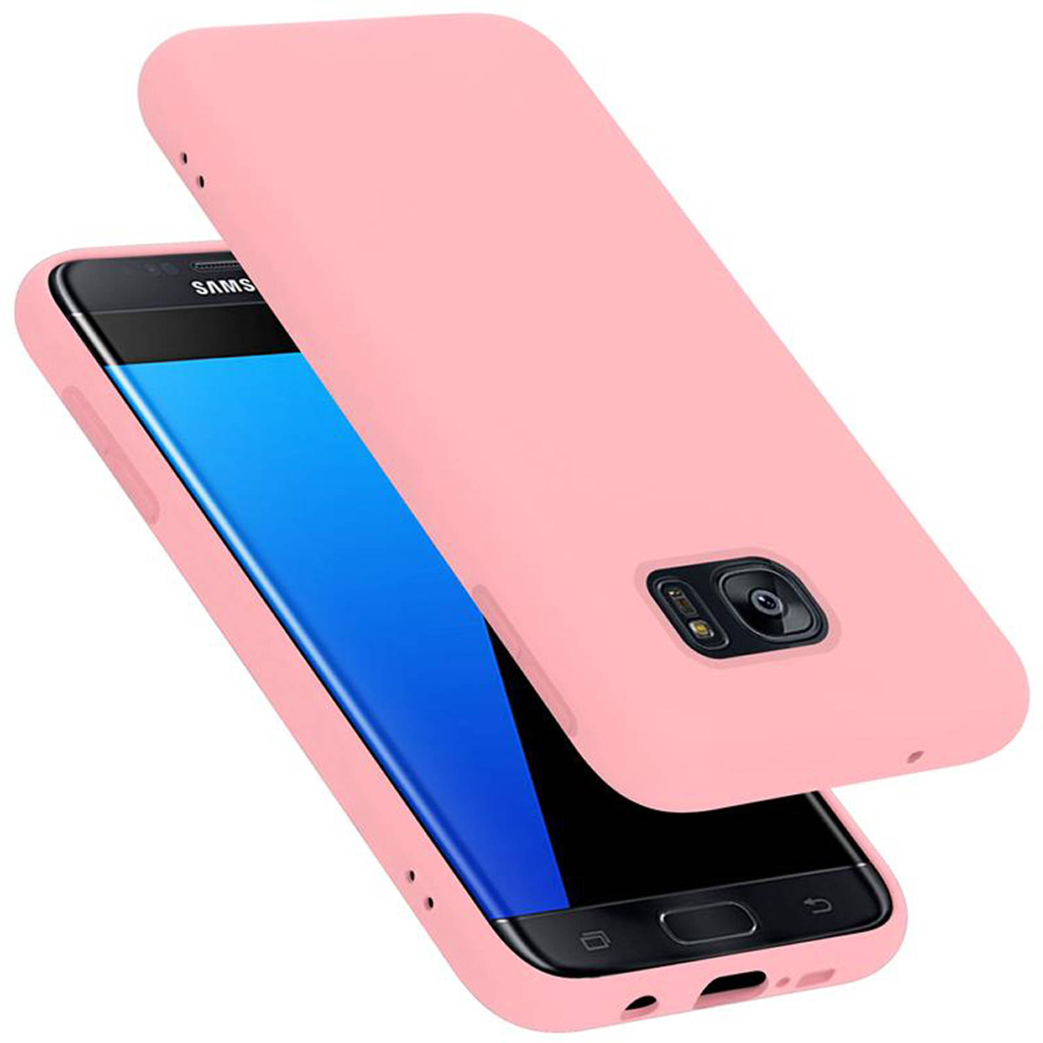 Cadorabo Hoesje voor Samsung Galaxy S7 EDGE in LIQUID ROZE - Beschermhoes gemaakt van flexibel TPU silicone