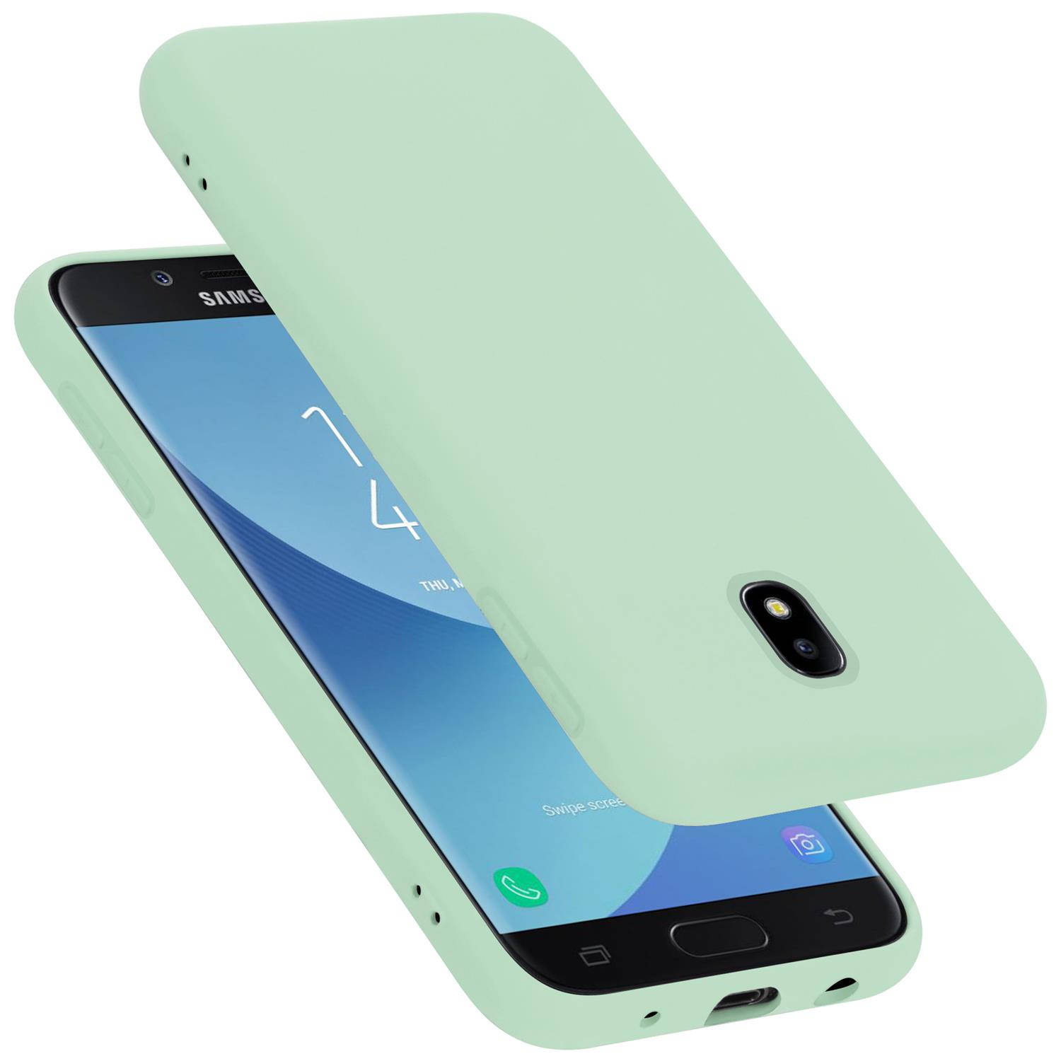 Cadorabo Hoesje voor Samsung Galaxy J7 2017 in LIQUID LICHT GROEN - Beschermhoes gemaakt van flexibel TPU silicone