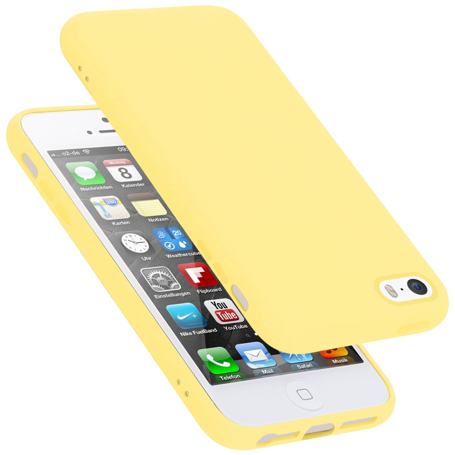 Cadorabo Hoesje voor Apple iPhone 5 / 5S / SE 2016 in LIQUID GEEL - Beschermhoes gemaakt van flexibel TPU silicone