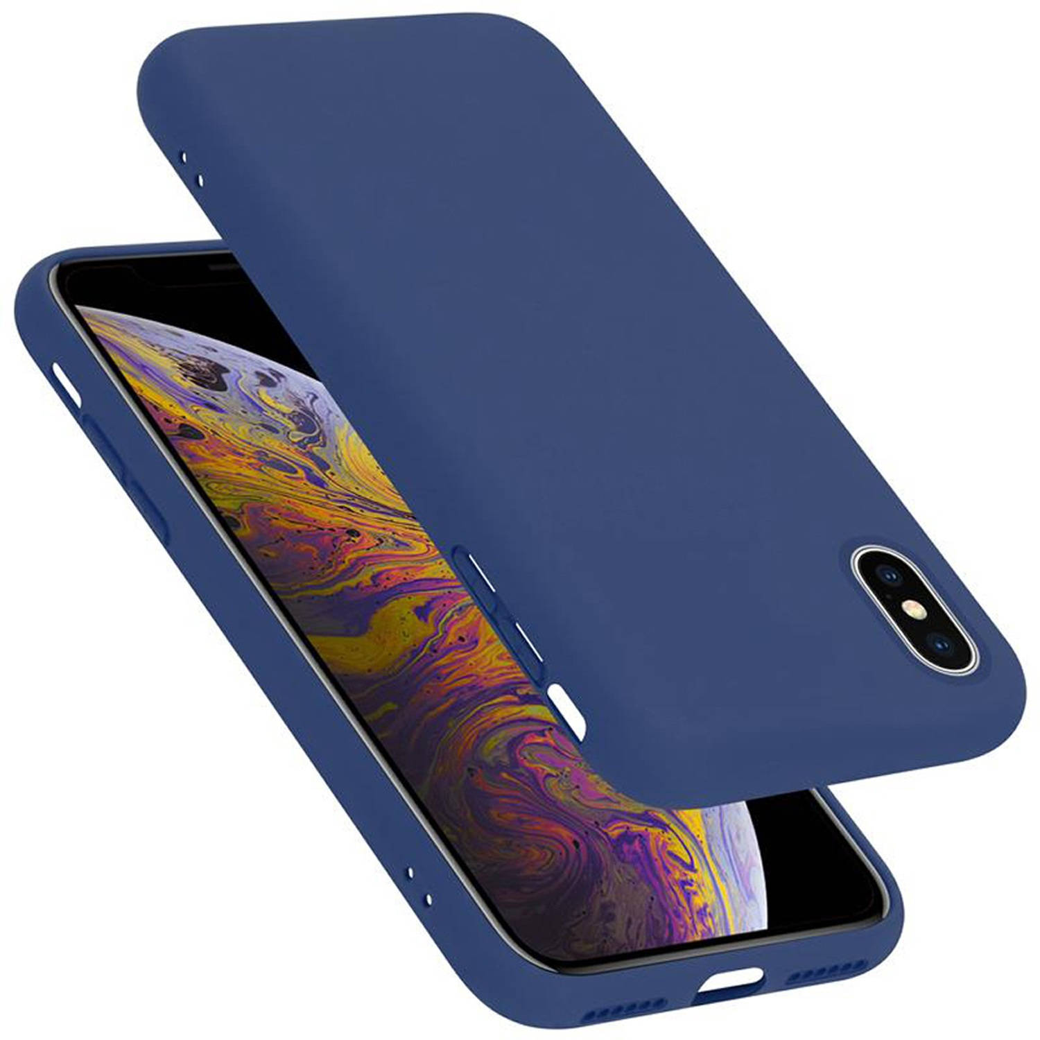 Cadorabo Hoesje geschikt voor Apple iPhone X-XS Case in LIQUID BLAUW Beschermhoes TPU silicone Cover