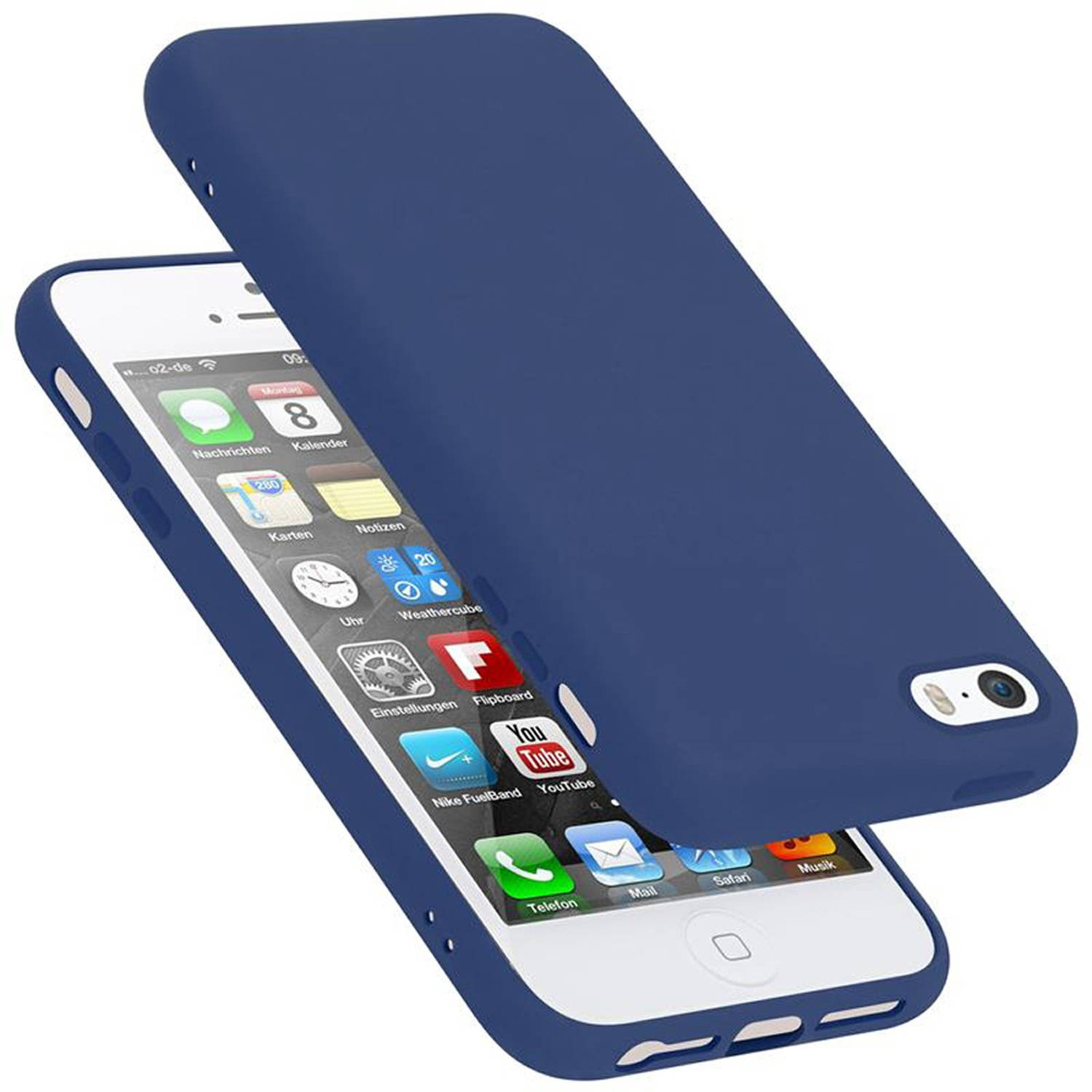 Cadorabo Hoesje geschikt voor Apple iPhone 5-5S-SE 2016 Case in LIQUID BLAUW Beschermhoes TPU silico