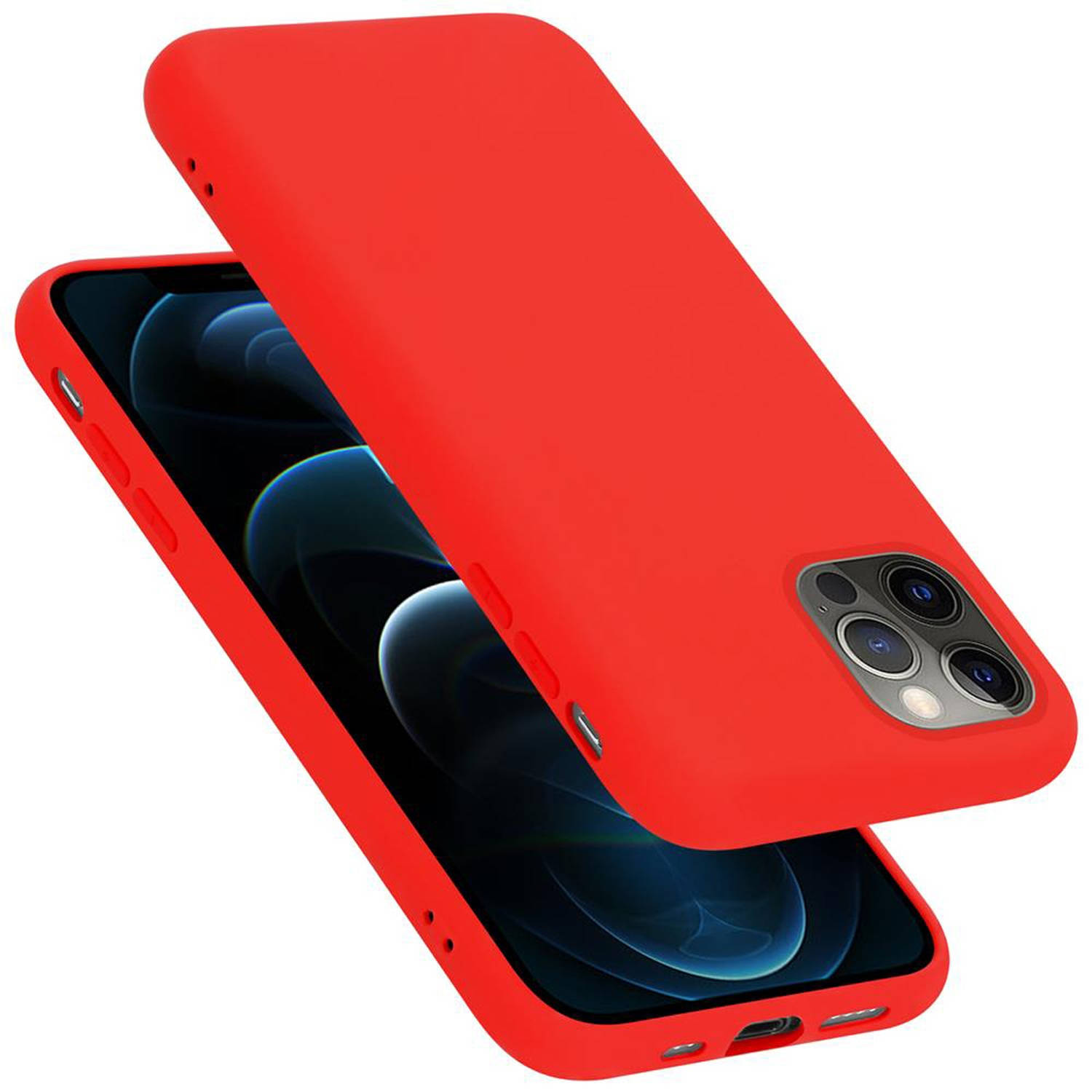 Cadorabo Hoesje voor Apple iPhone 12 / 12 PRO in LIQUID ROOD - Beschermhoes gemaakt van flexibel TPU silicone