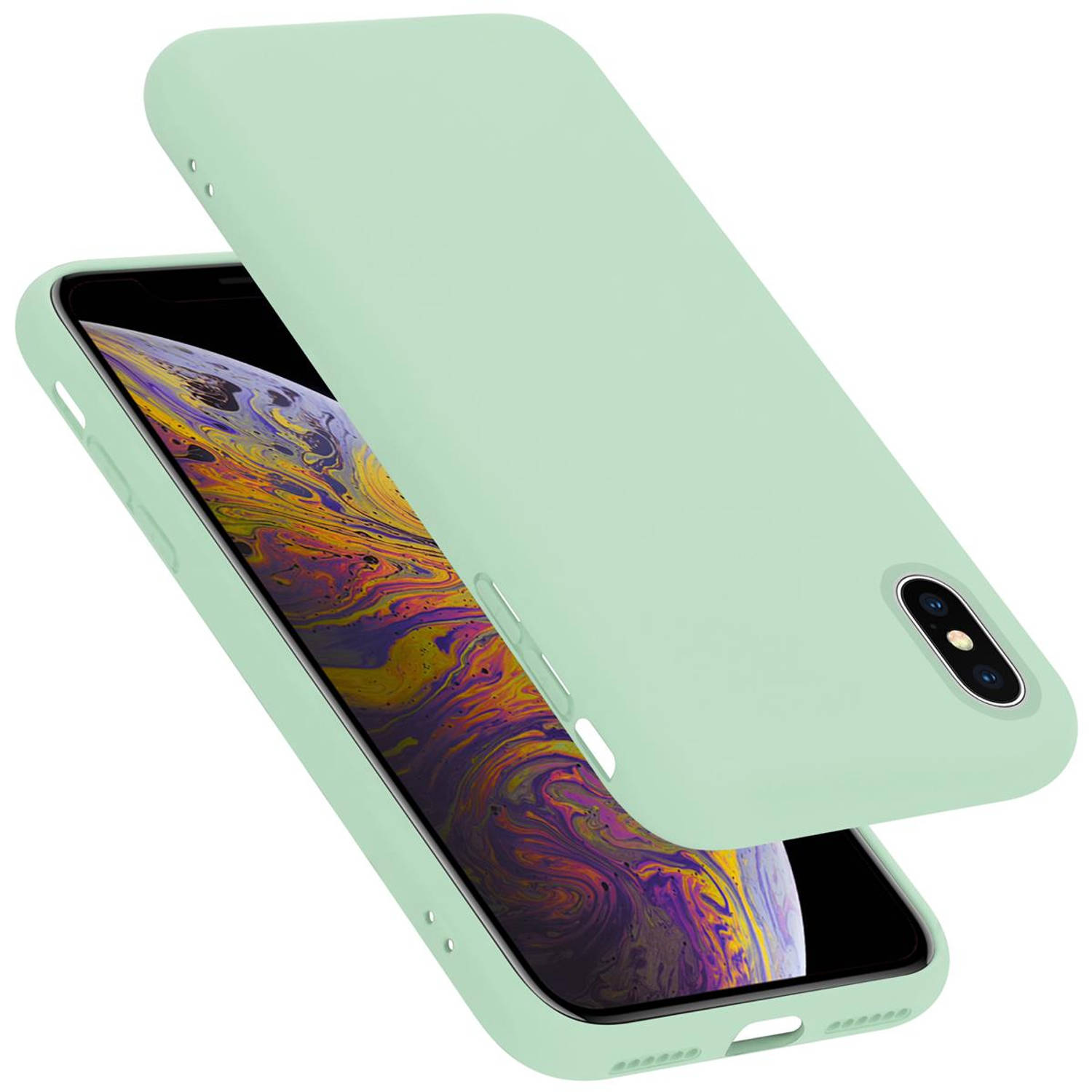 Cadorabo Hoesje voor Apple iPhone X / XS in LIQUID LICHT GROEN - Beschermhoes gemaakt van flexibel TPU silicone