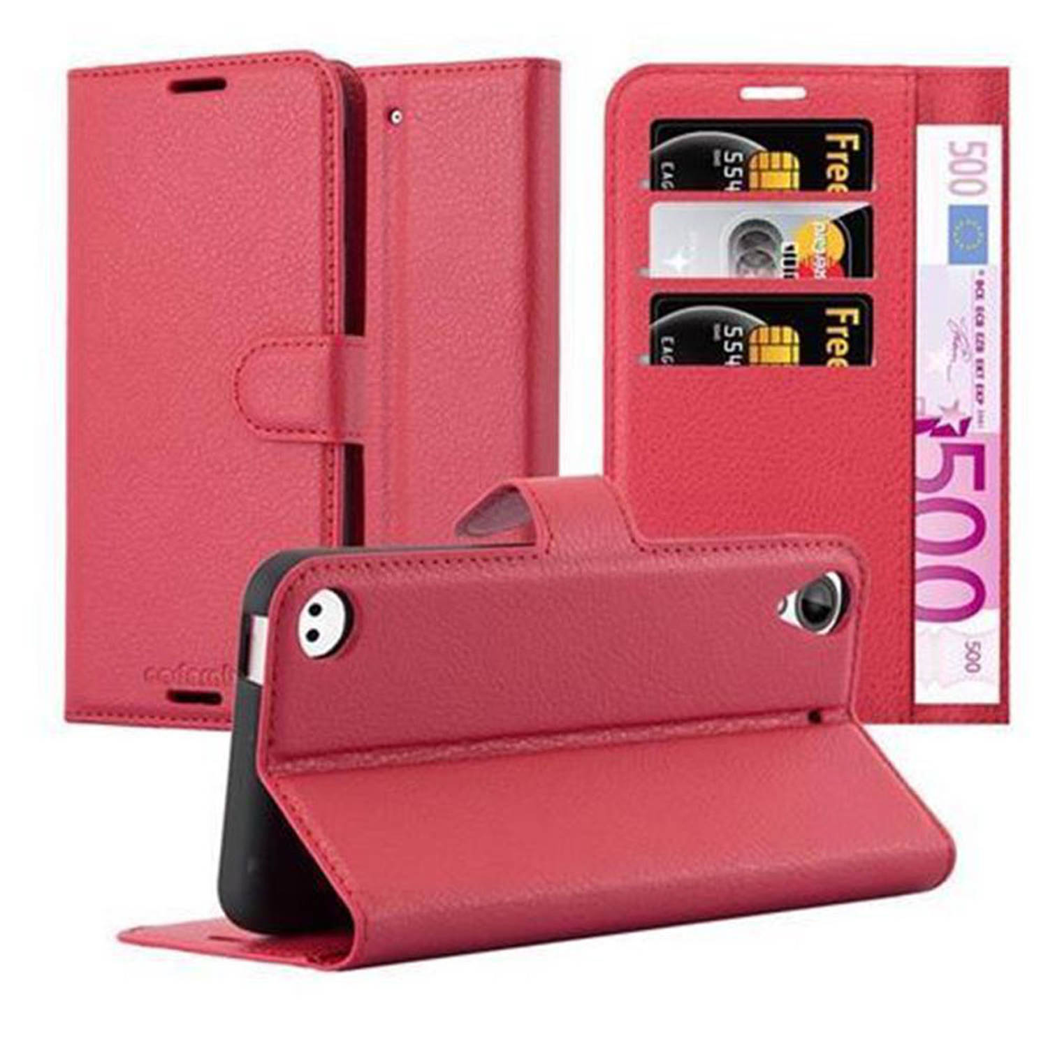 Cadorabo Hoesje voor HTC Desire 530 / 630 in KARMIJN ROOD - Beschermend etui met magnetische sluiting