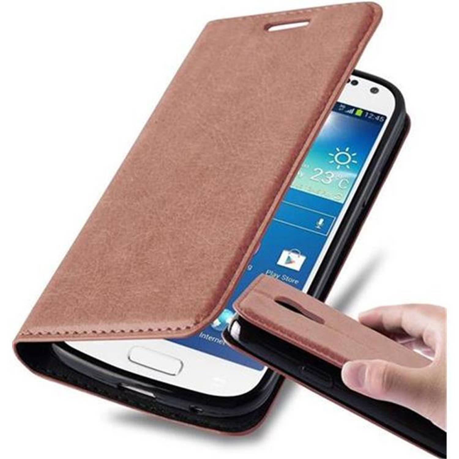 Cadorabo Hoesje voor Samsung Galaxy S4 MINI in CAPPUCCINO BRUIN - Beschermend etui met magnetische sluiting