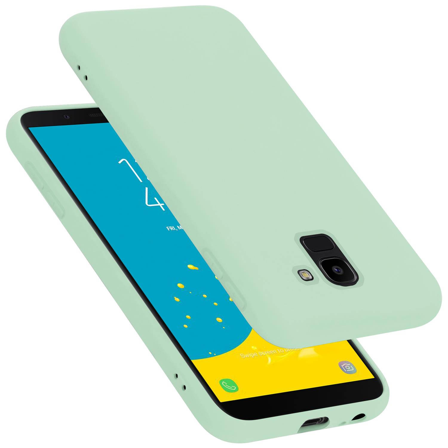 Cadorabo Hoesje voor Samsung Galaxy J6 2018 in LIQUID LICHT GROEN - Beschermhoes gemaakt van flexibel TPU silicone