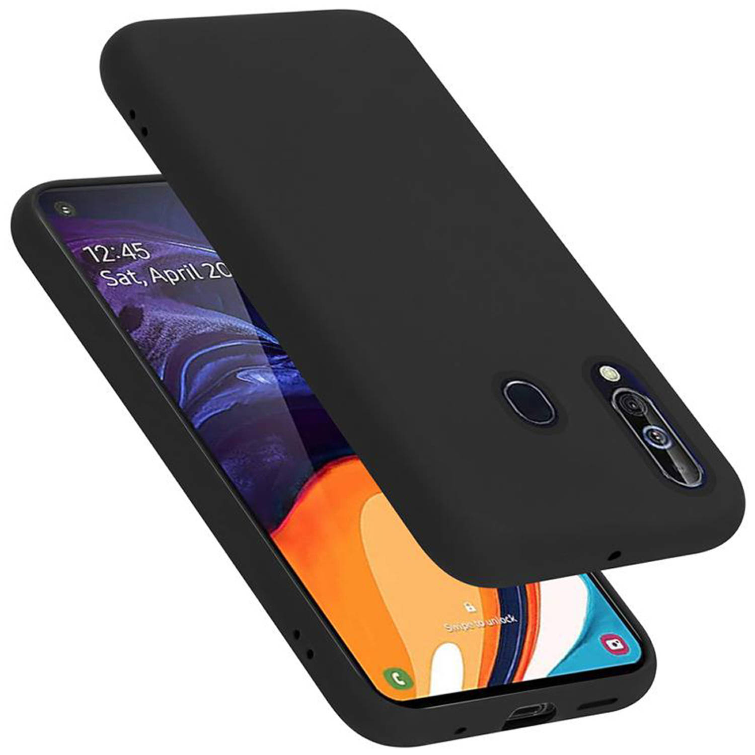 Cadorabo Hoesje voor Samsung Galaxy A60 / M40 in LIQUID ZWART - Beschermhoes gemaakt van flexibel TPU silicone Case Cover